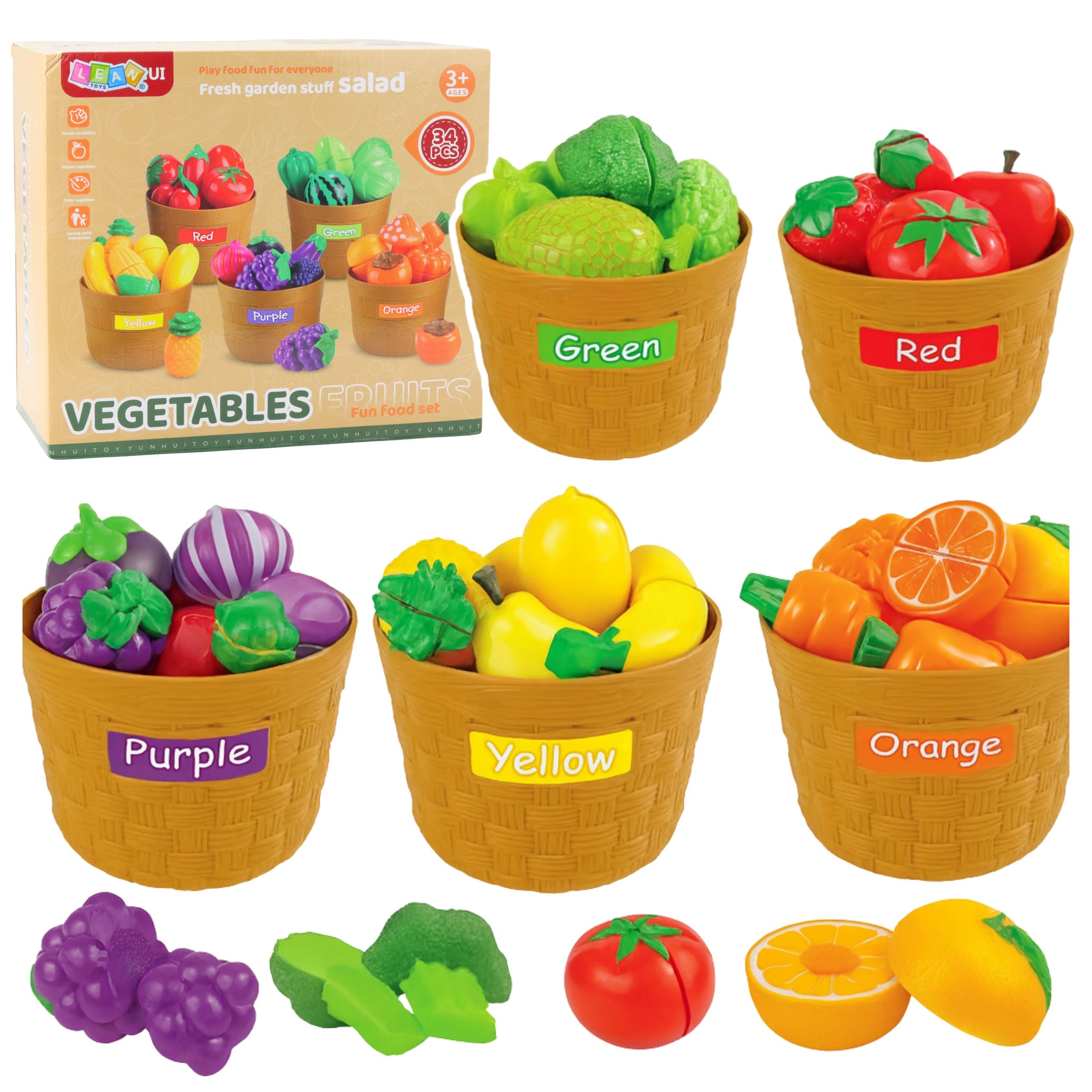 Fruit And Vegetable Sorting Educational Set For Cutting 34 Pcs.
