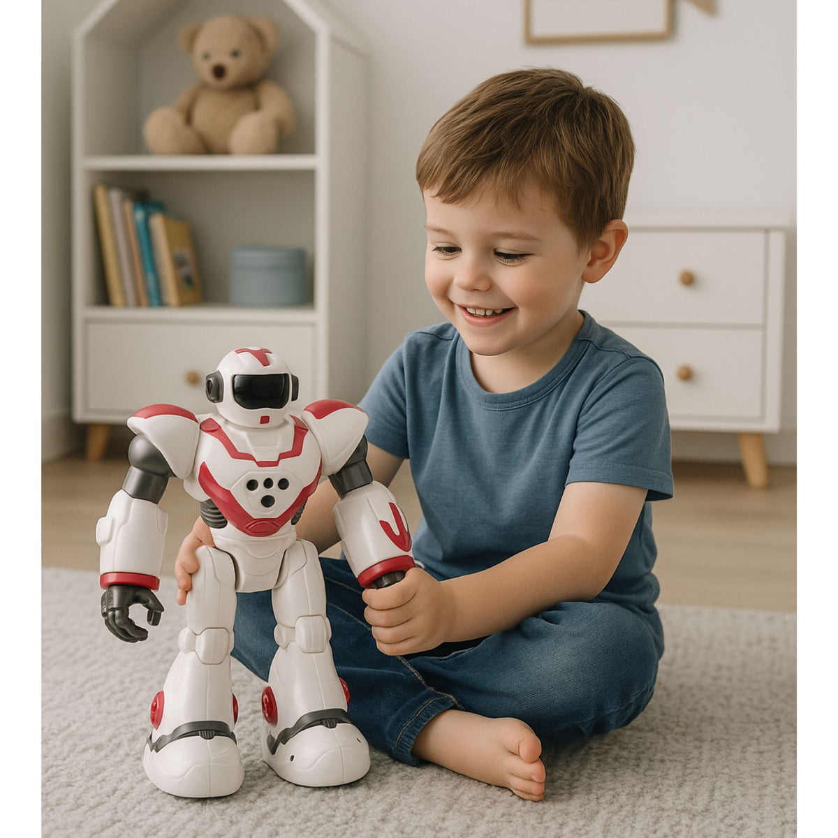 Interaktivní dálkově ovládaný RC robot 16 funkcí Světla Zní růžově