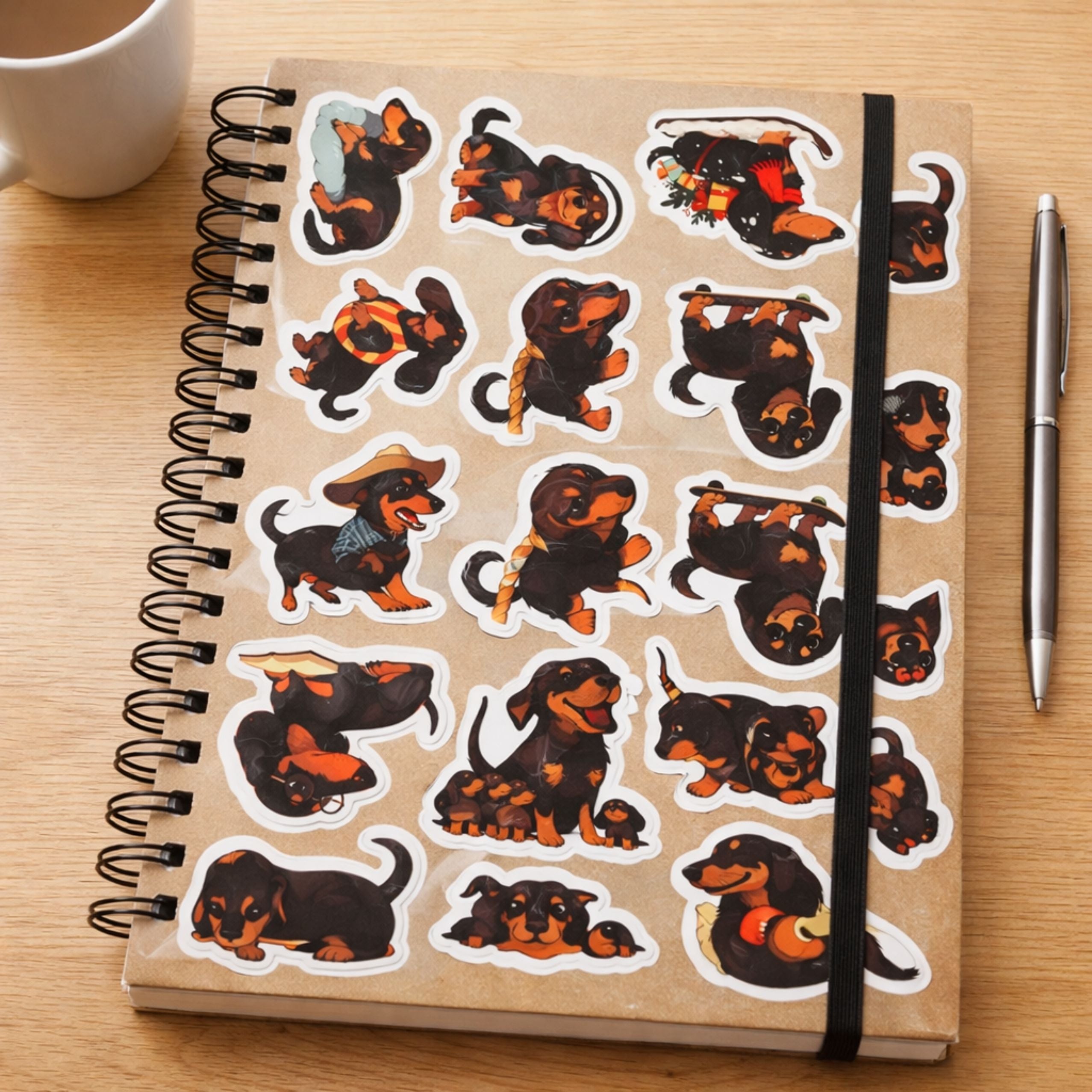 Set Of Dachshund Stickers For Decorating Various Motifs 54 Pcs.