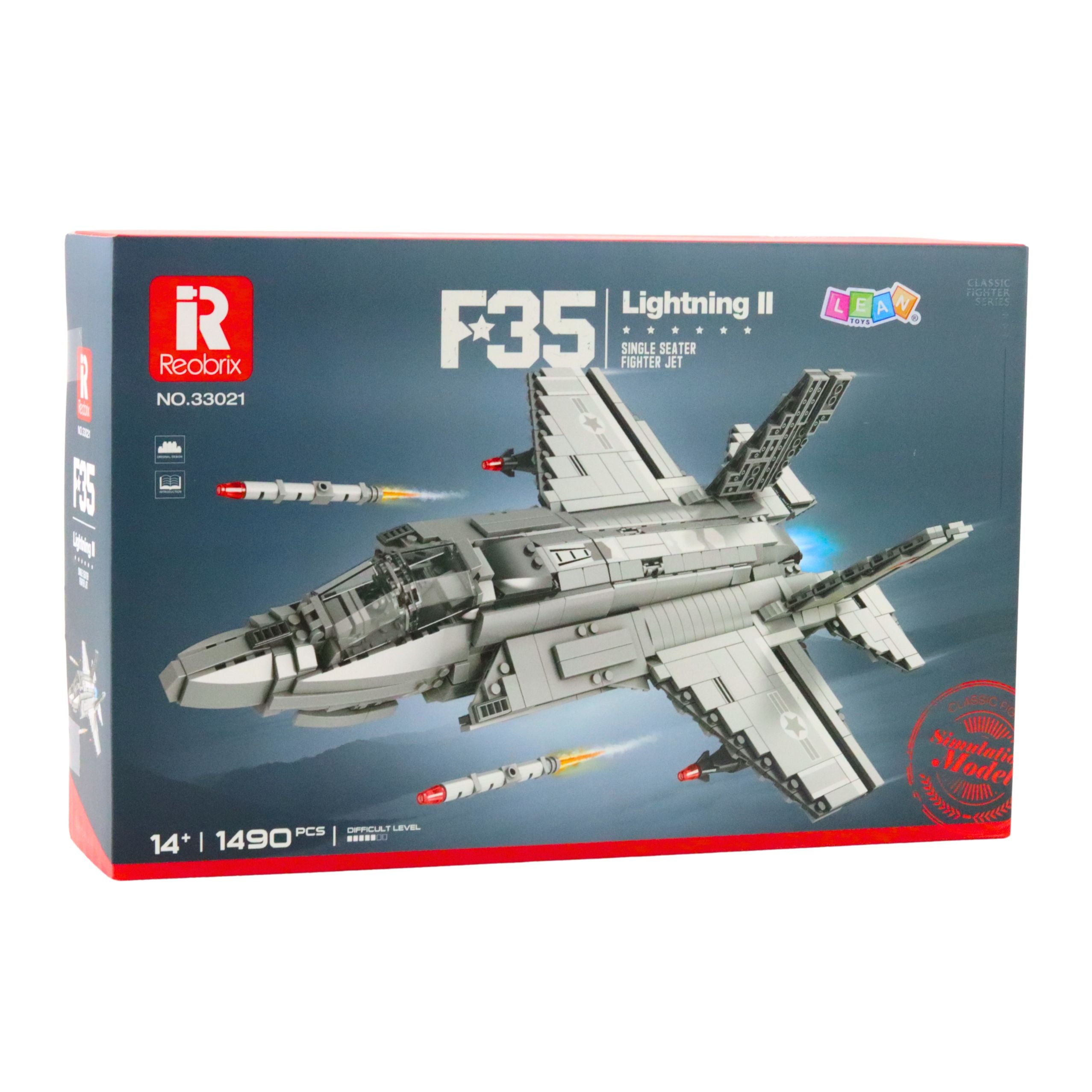 F-35 Lightning Ii Fighter Plane Construction Bricks Gray 1490 Pcs.