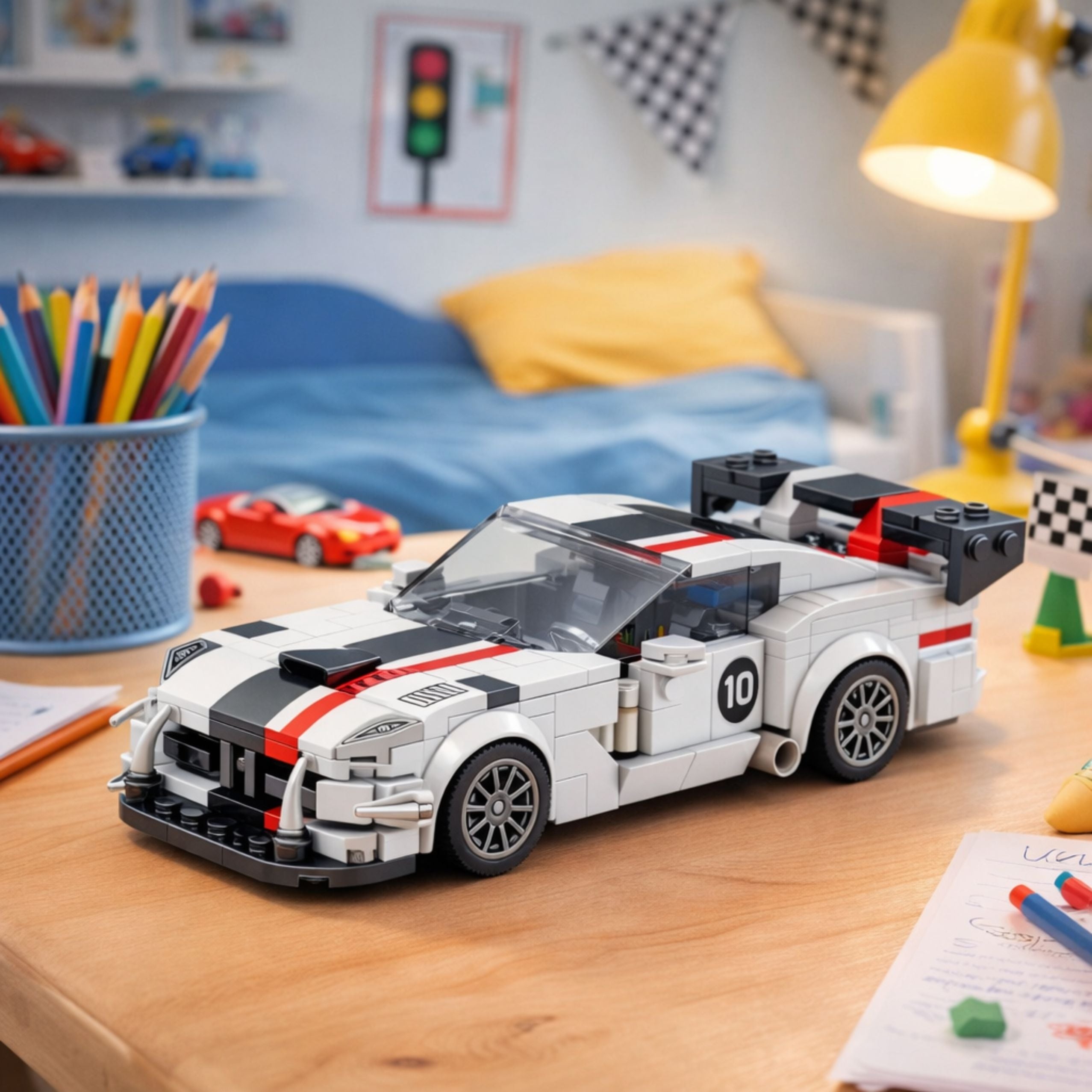 Construction Bricks Viper Sports Car White And Red 379 Pcs.