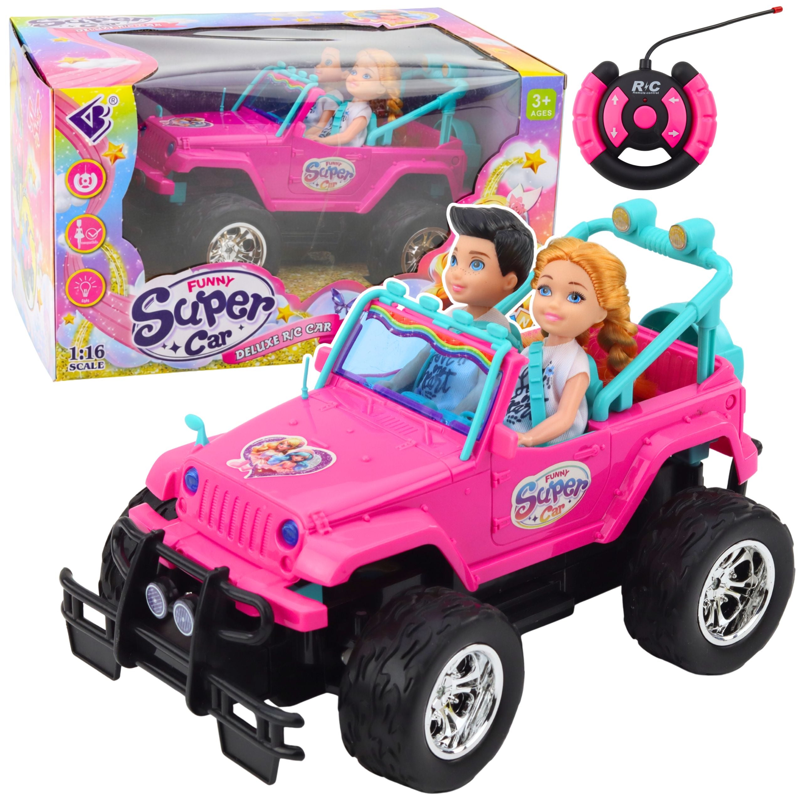 Remote Controlled Rc Off-road Car With Dolls Pink 1:16