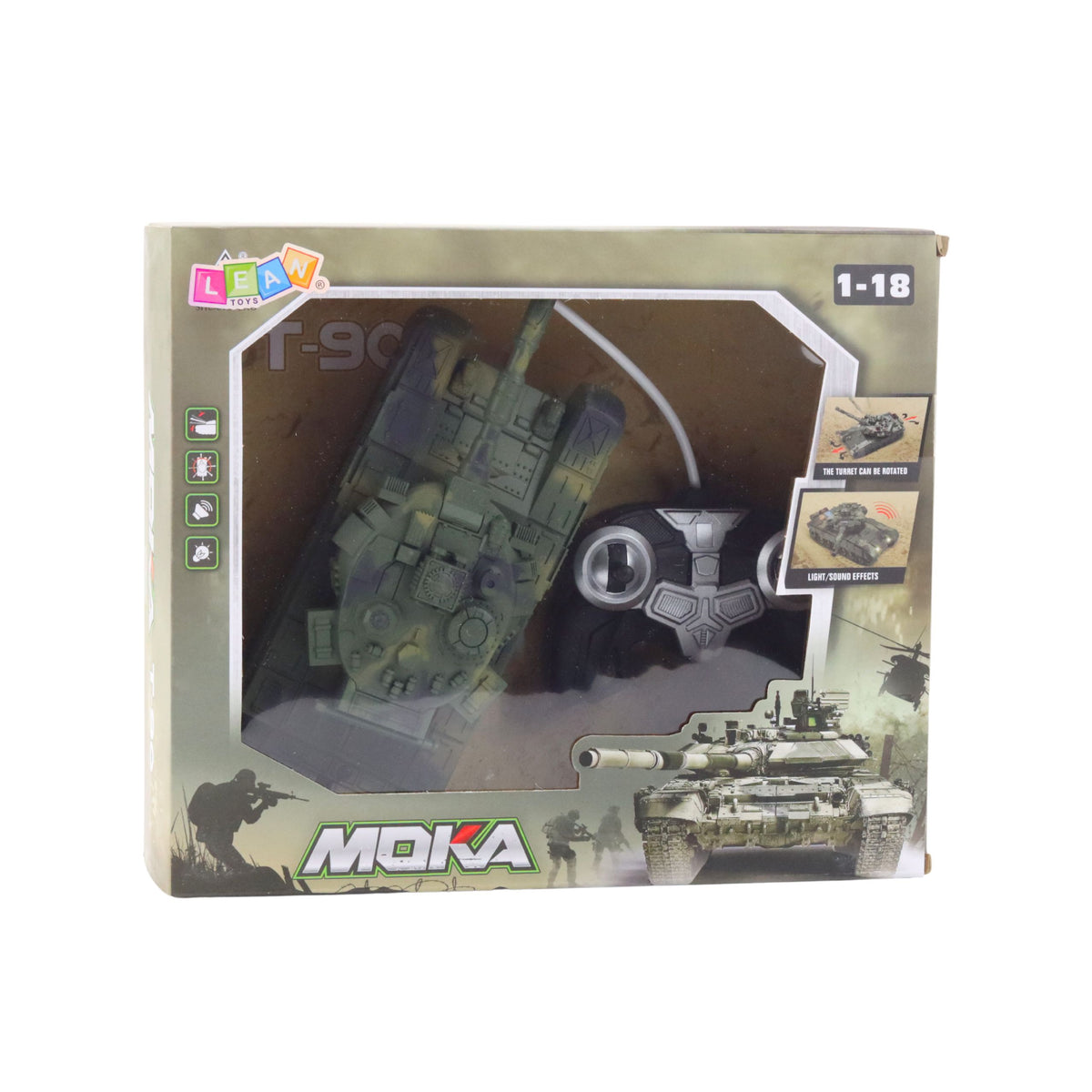 T90 Military Tank Remote Controlled Rc Lights Sounds Green 1:18