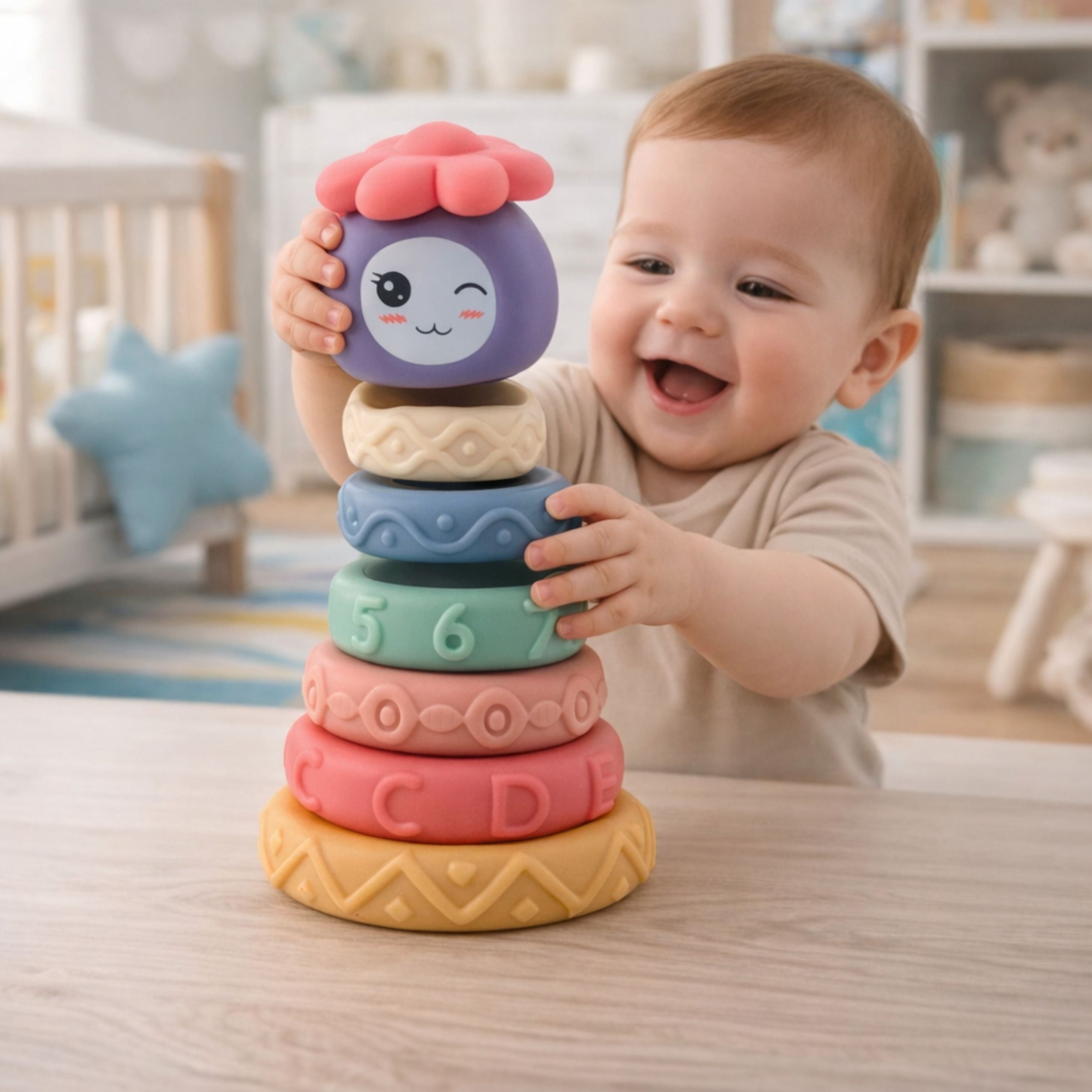 Tower Of Soft Blocks Sensory Pyramid Colorful 8 Pcs.