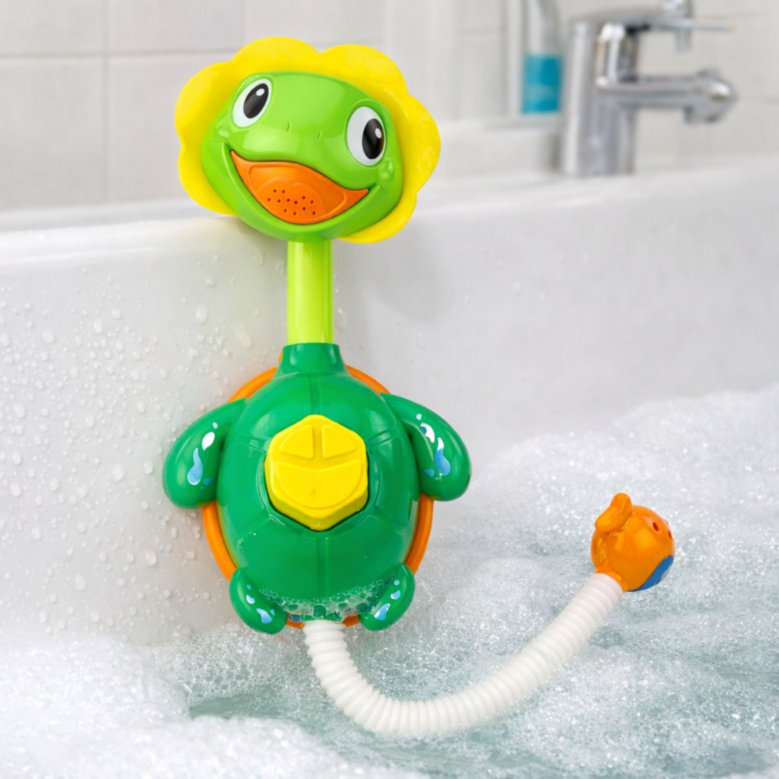 Bath Toy Turtle With Fish Fountain Shower Suction Cups