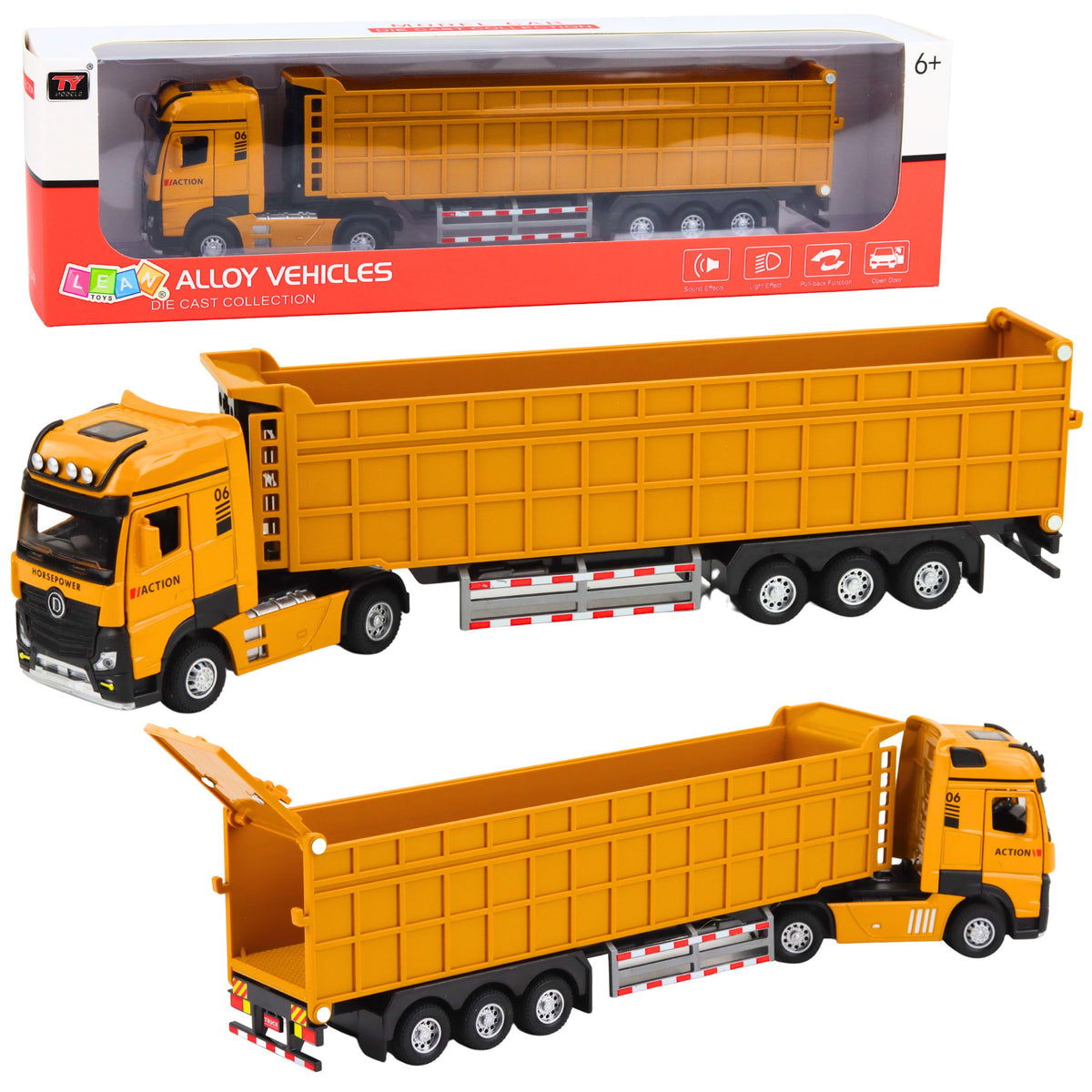 Camion dumper cabina in metallo luci suoni unità giallo