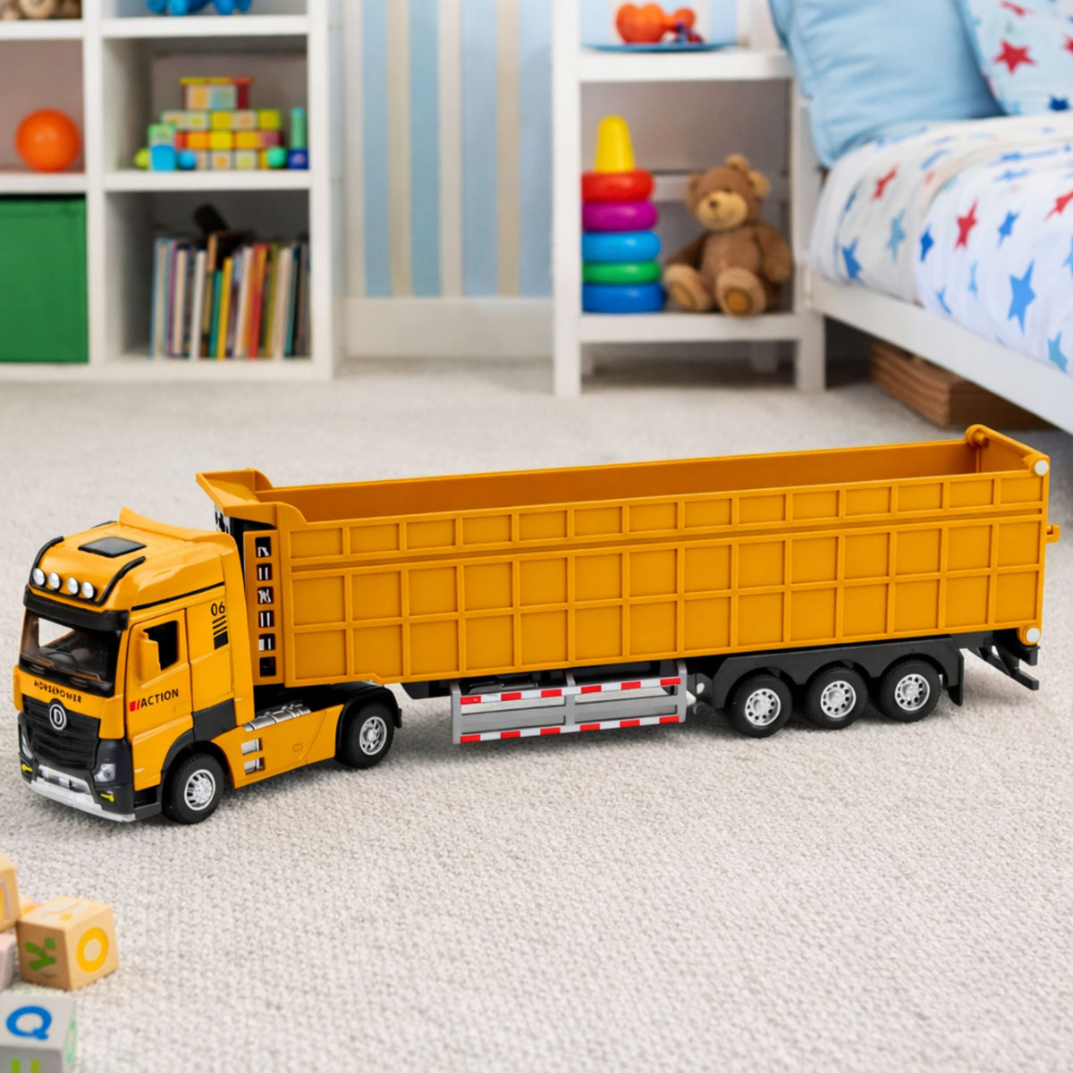 Camion dumper cabina in metallo luci suoni unità giallo