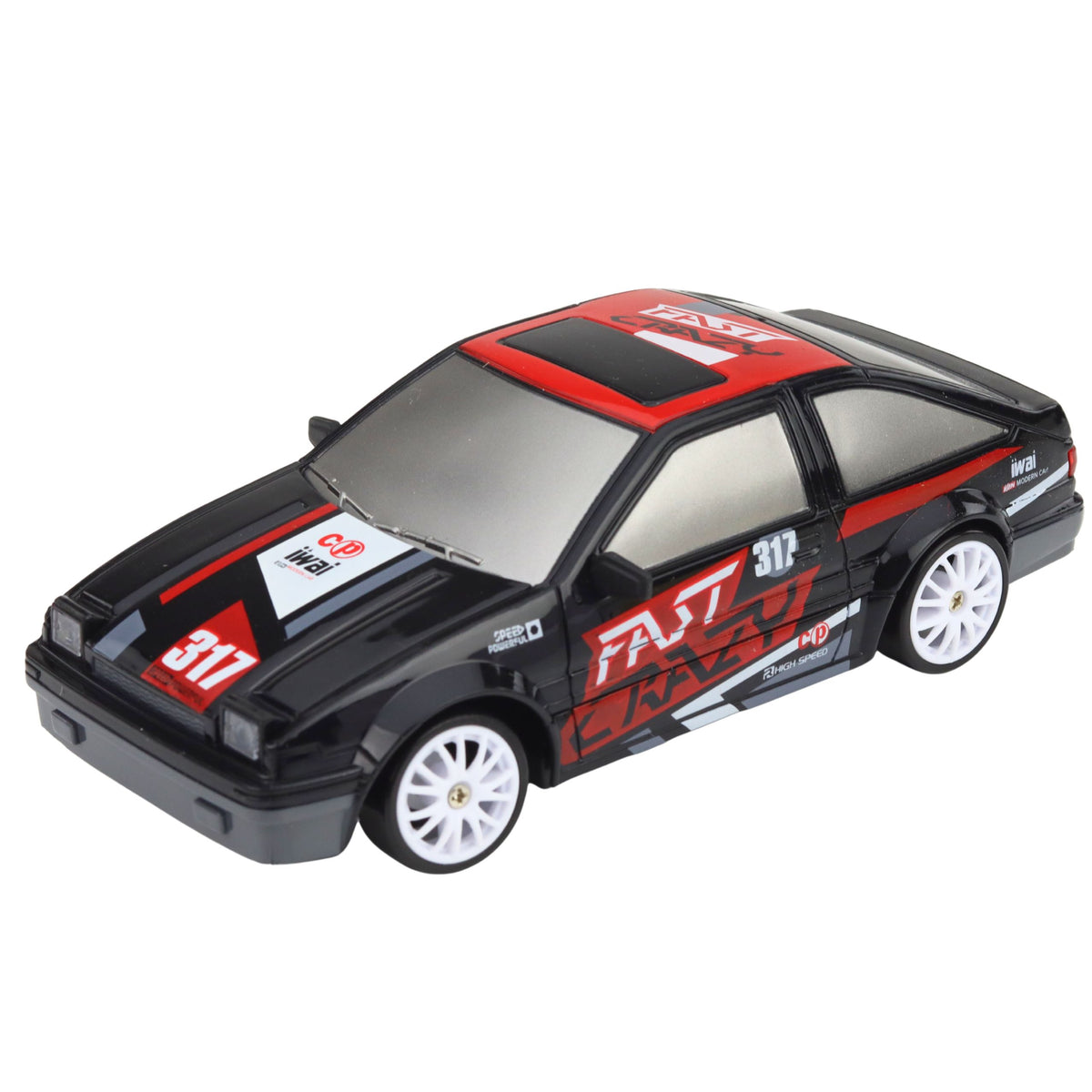 Rc Coupe Remote Control Drift Car With Interchangeable Wheels Black 1:24