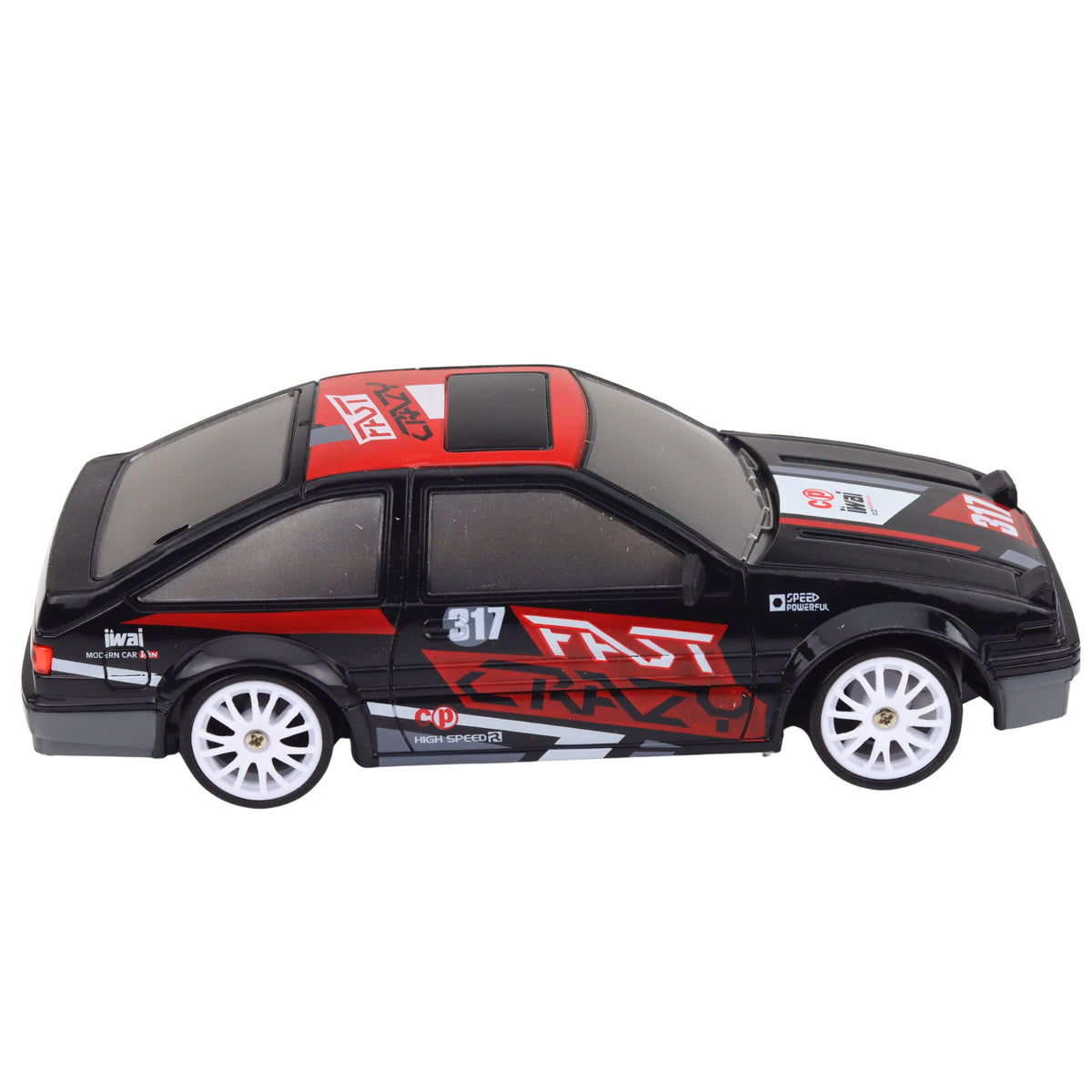 Rc Coupe Remote Control Drift Car With Interchangeable Wheels Black 1:24