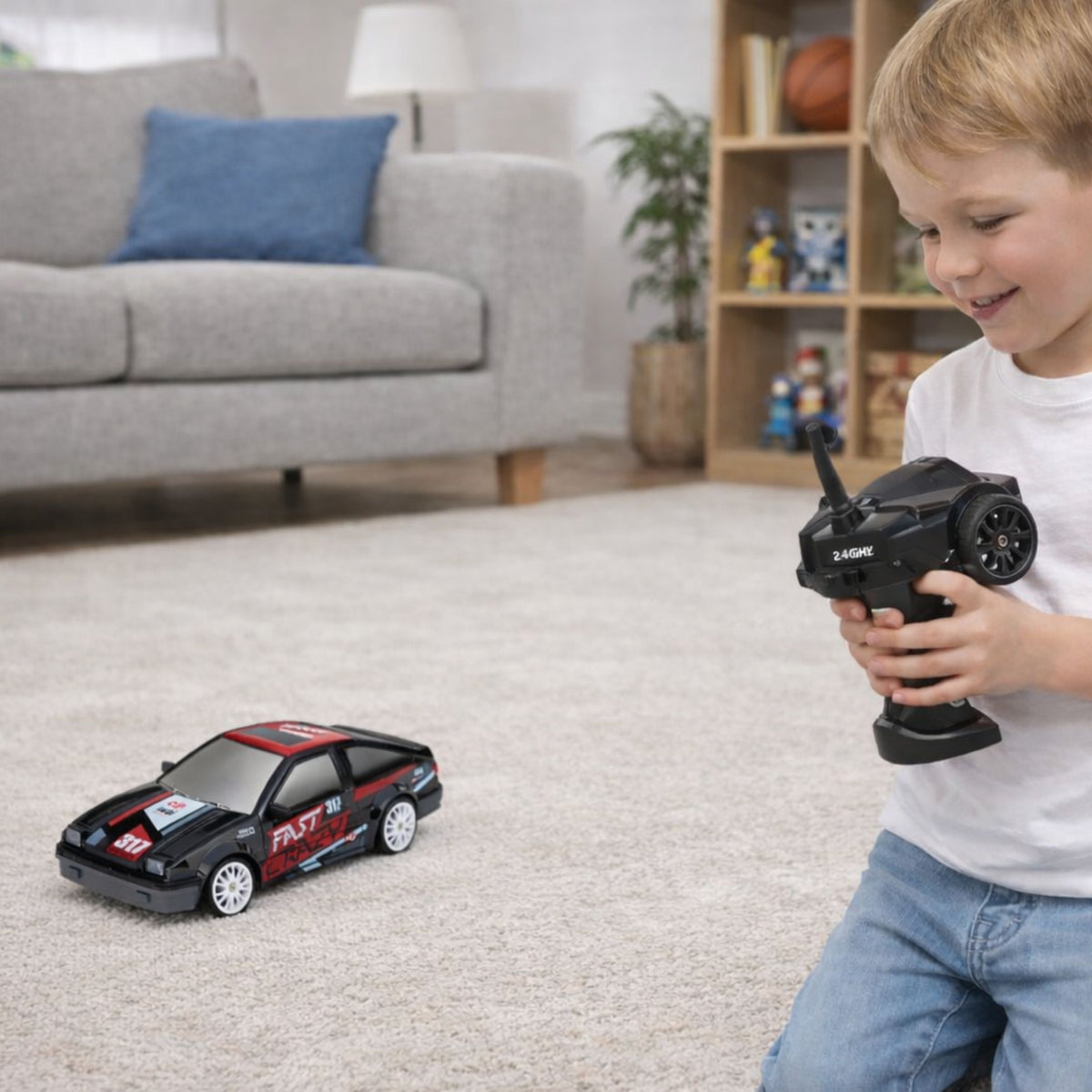 Rc Coupe Remote Control Drift Car With Interchangeable Wheels Black 1:24