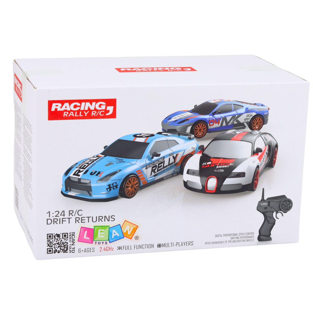 Rc Coupe Remote Control Drift Car With Interchangeable Wheels Black 1:24