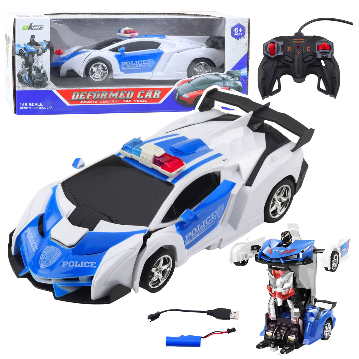 Auto Robot 2in1 Police Remote Controlled Police Car Rc 1:18