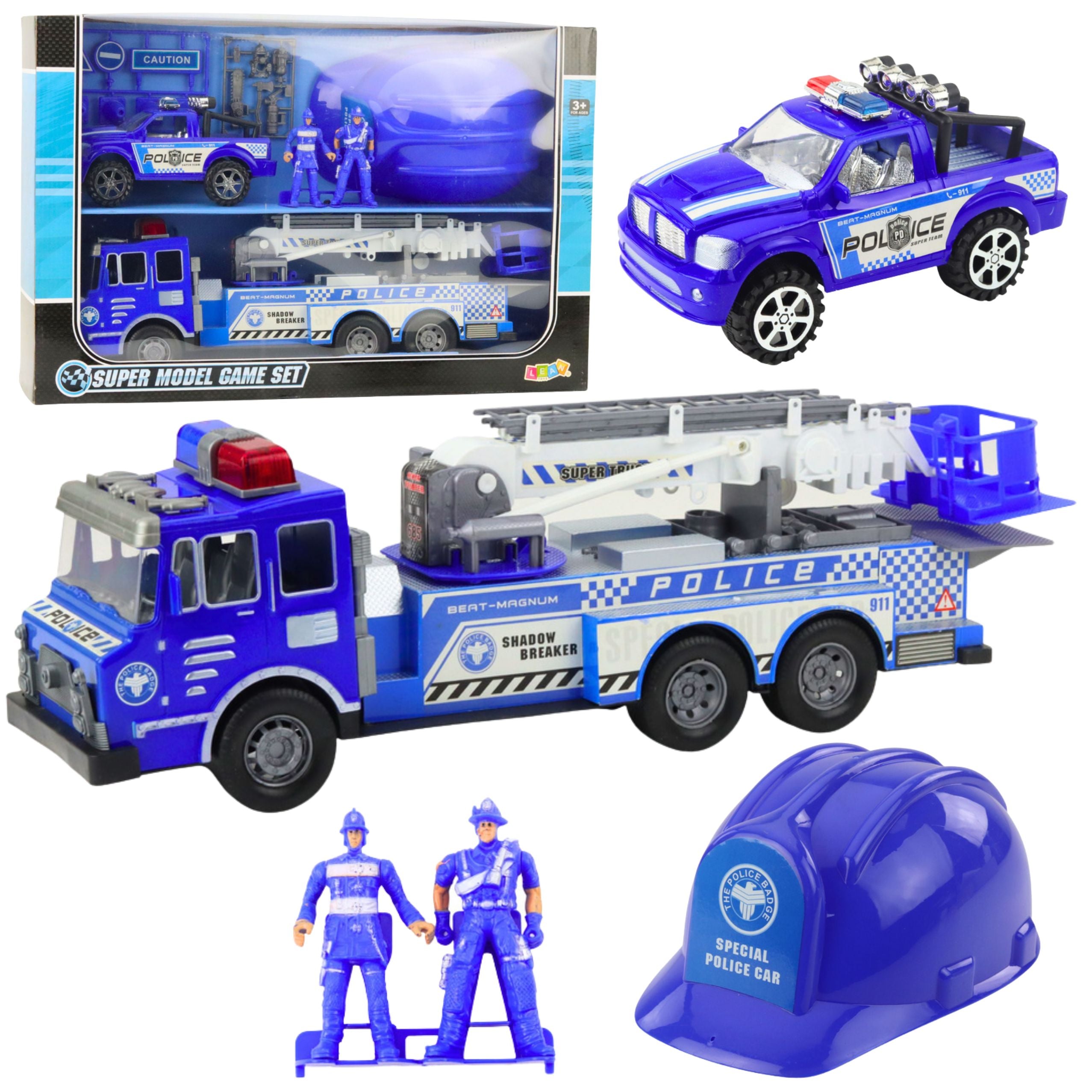 Large Police Car Figures Helmet Set For Children Blue