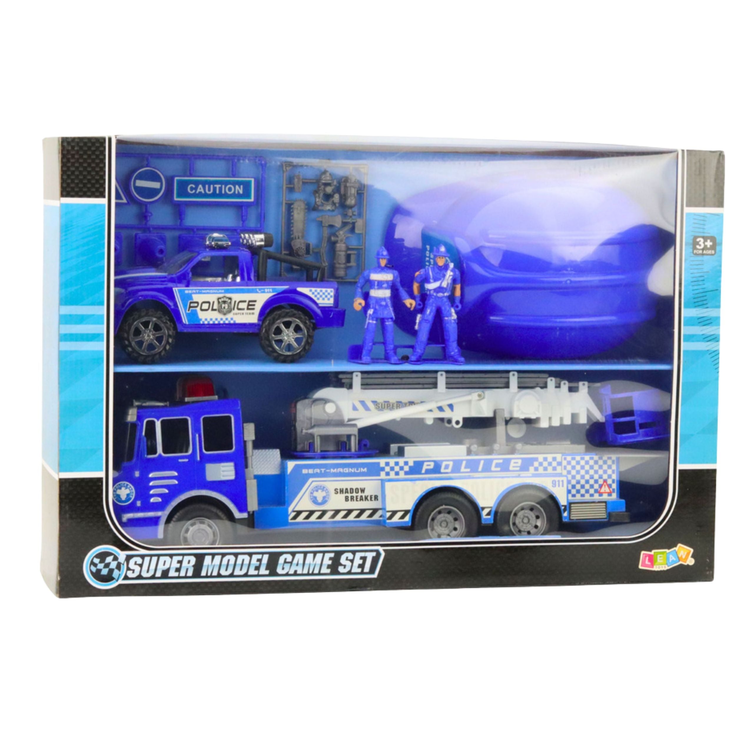 Large Police Car Figures Helmet Set For Children Blue
