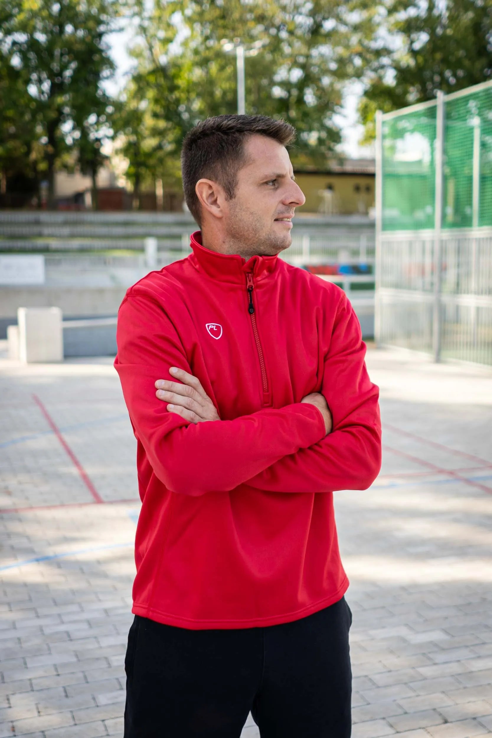 Pánska mikina playerlayer 1/4 zips midlayer scarlet red red xs