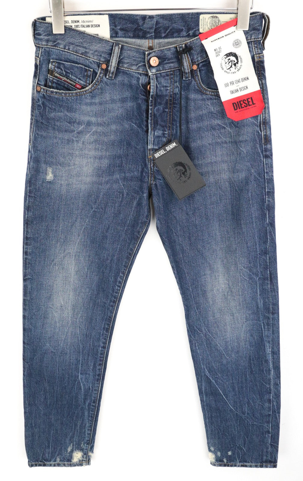 Diesel Mharky 080agmen Jeans Stone Washed Slim Skinny Distress Blue