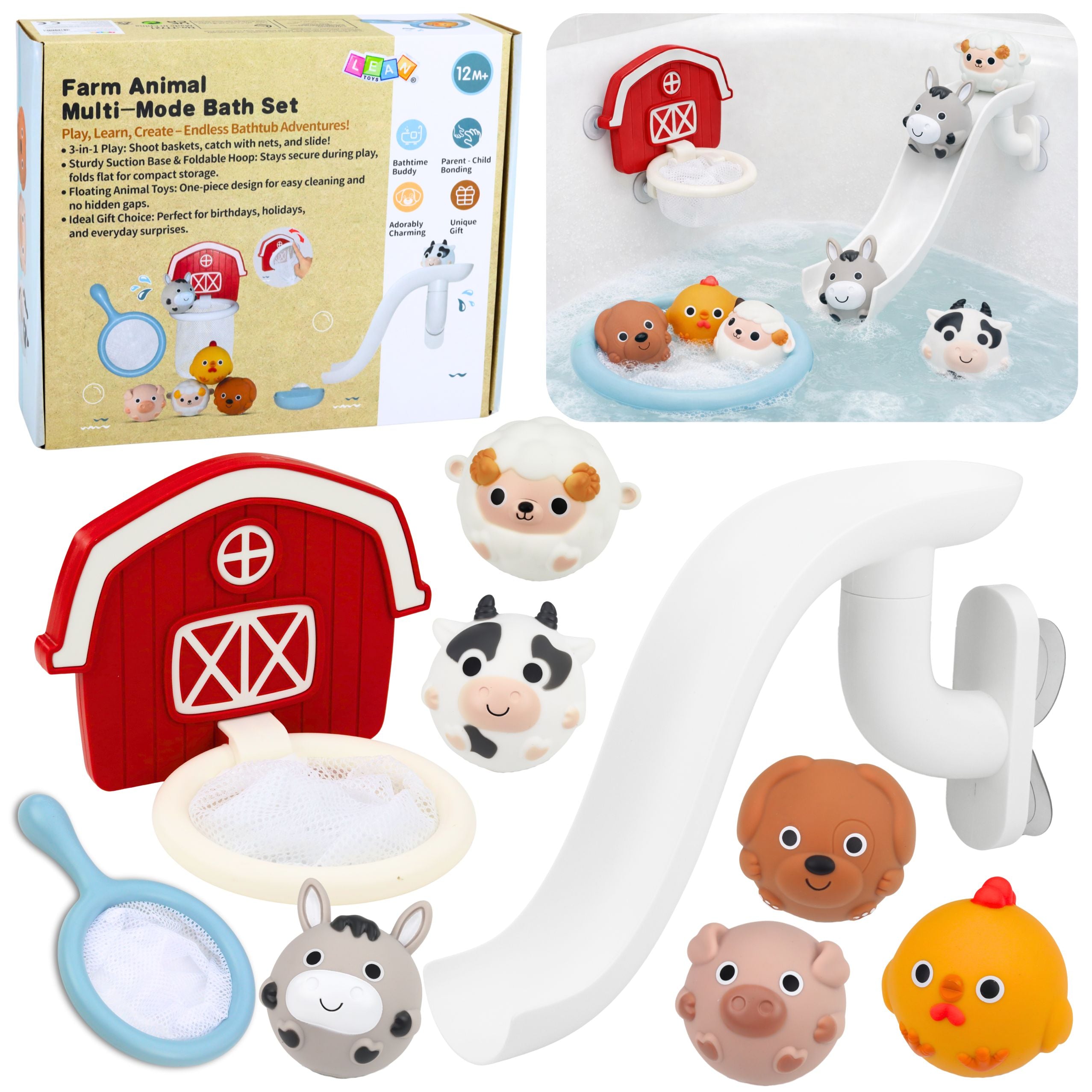 Bath Toys Pets Farm Slide Basket Strainer 10 Pcs.