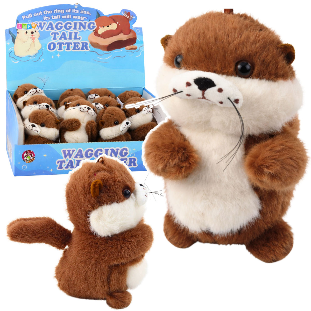 Plüschotter mit Wackelschwanz und Quietschgeräuschen Schlüsselanhänger 12,5 cm