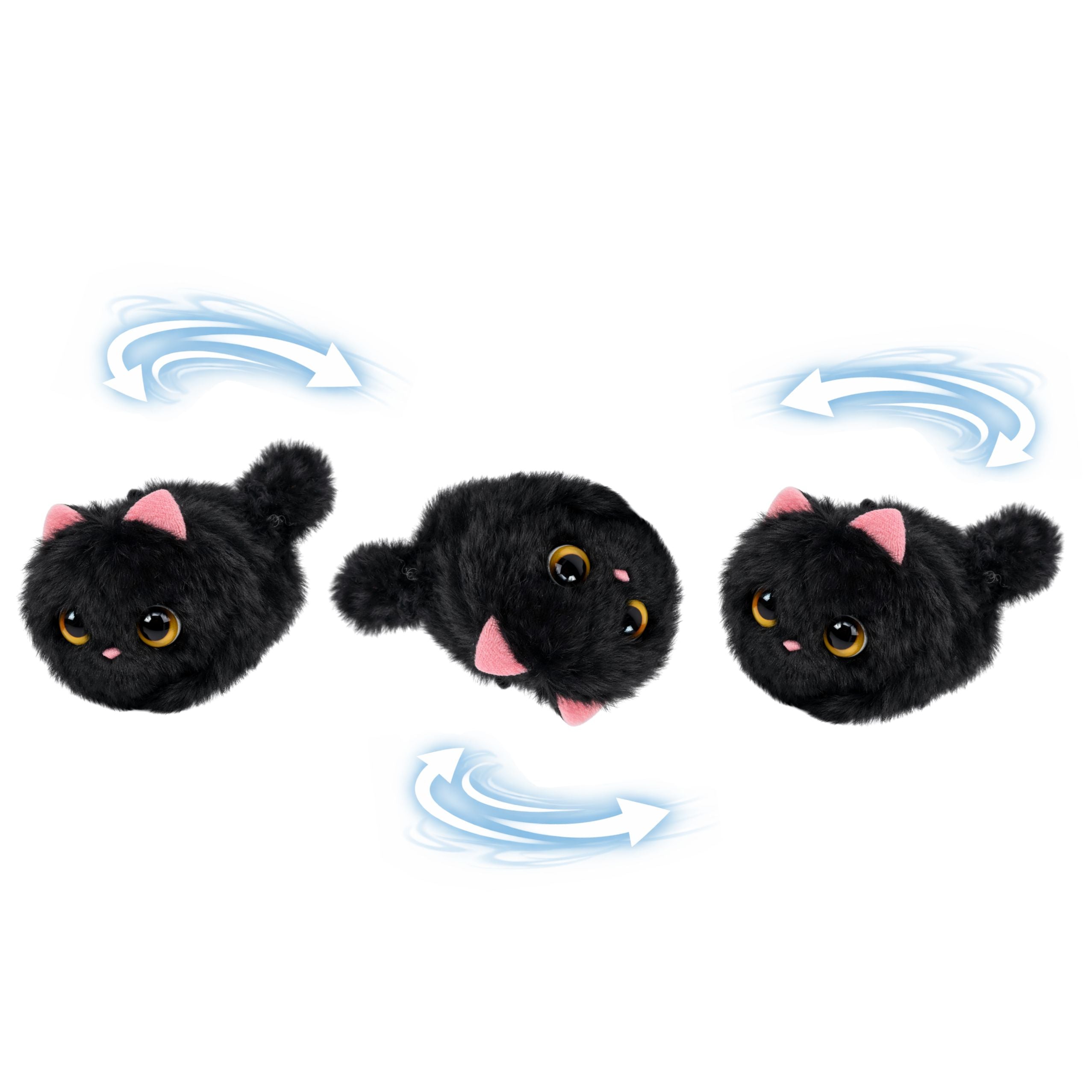 Plush Black Kitten With Wagging Tail And Squeaking Sounds Keychain 9 Cm