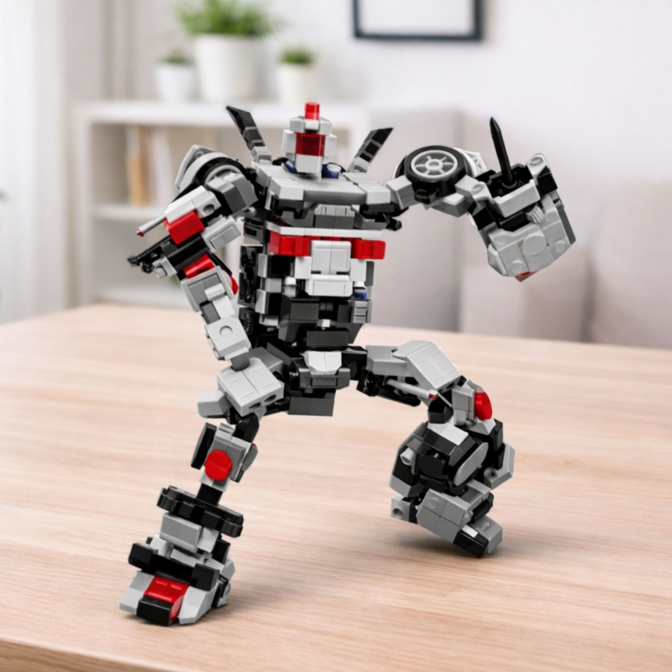 Construction Bricks Racing Car Robot 2in1 White 320 Pcs.