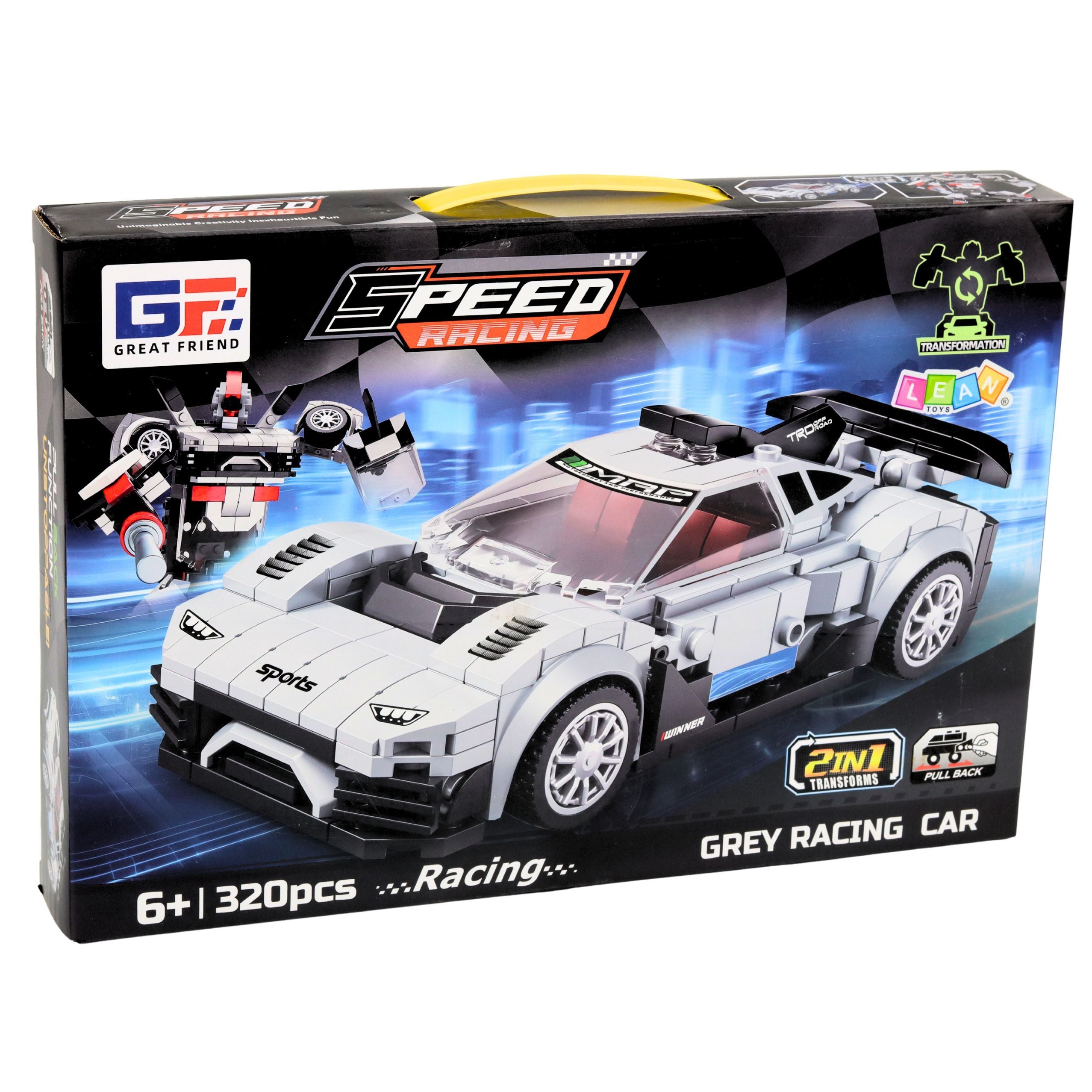 Construction Bricks Racing Car Robot 2in1 White 320 Pcs.