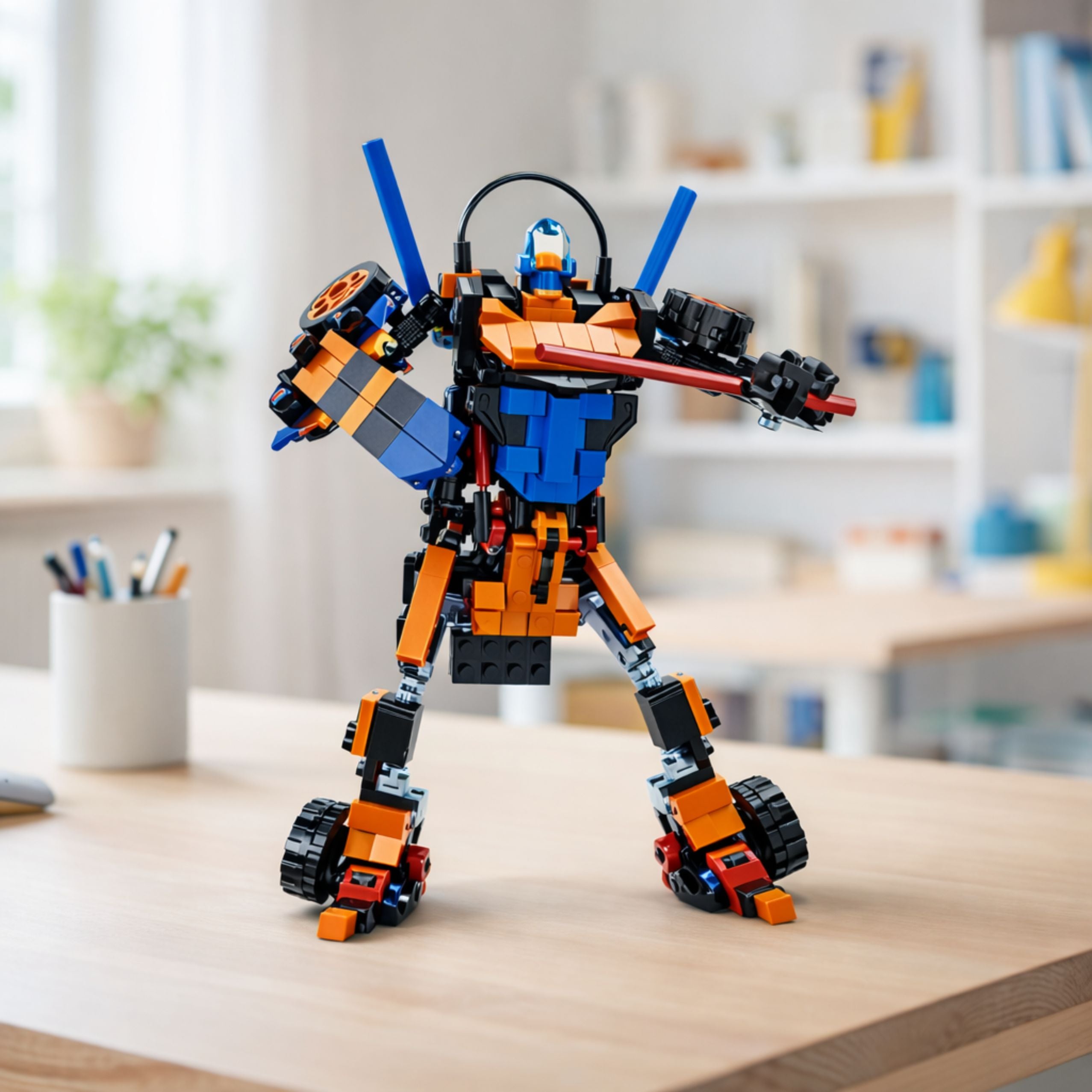 Construction Bricks Car Robot Racer 2in1 Orange 322 Pcs.