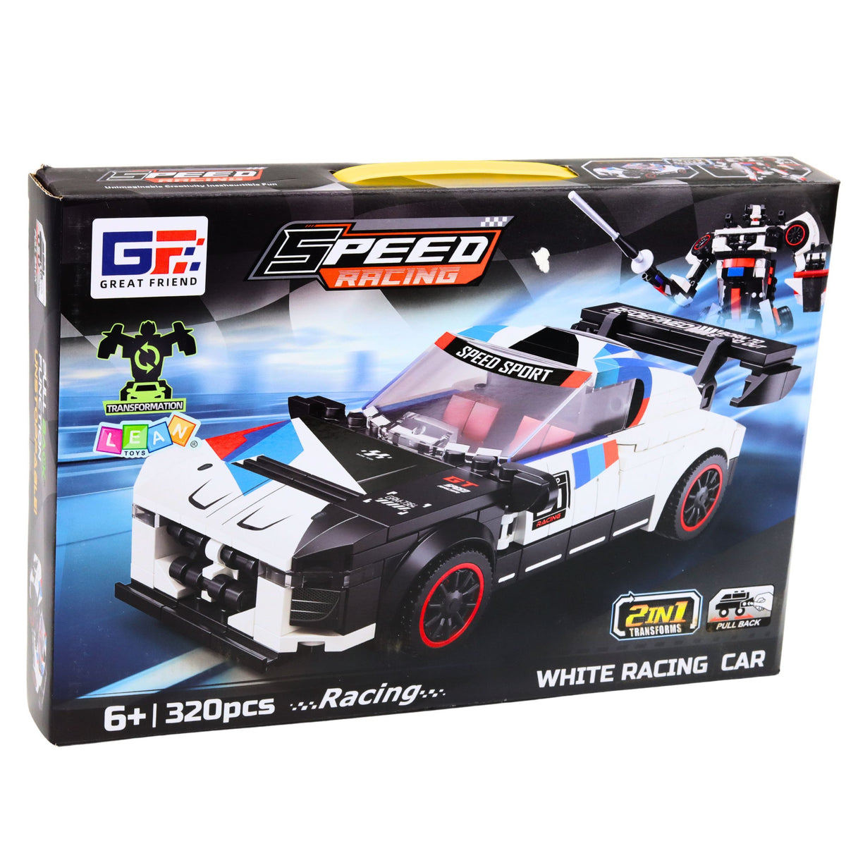 Építőtégla Sportautó Robot 2in1 Fehér 320 db.