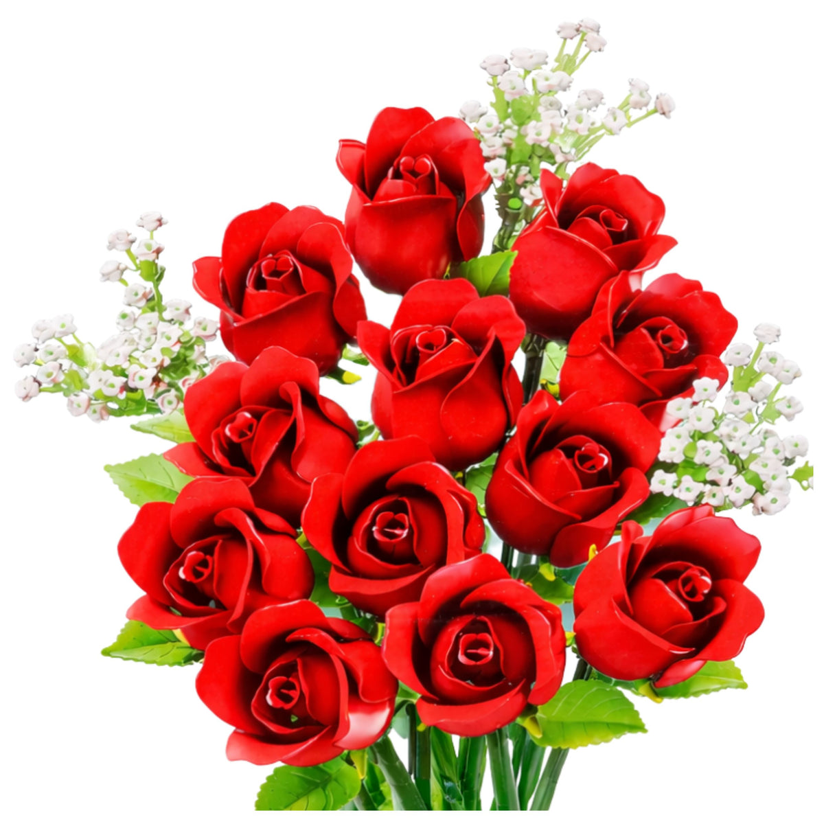 Construction Blocks Flower Bouquet Red Roses Gypsophila 952 Pcs.