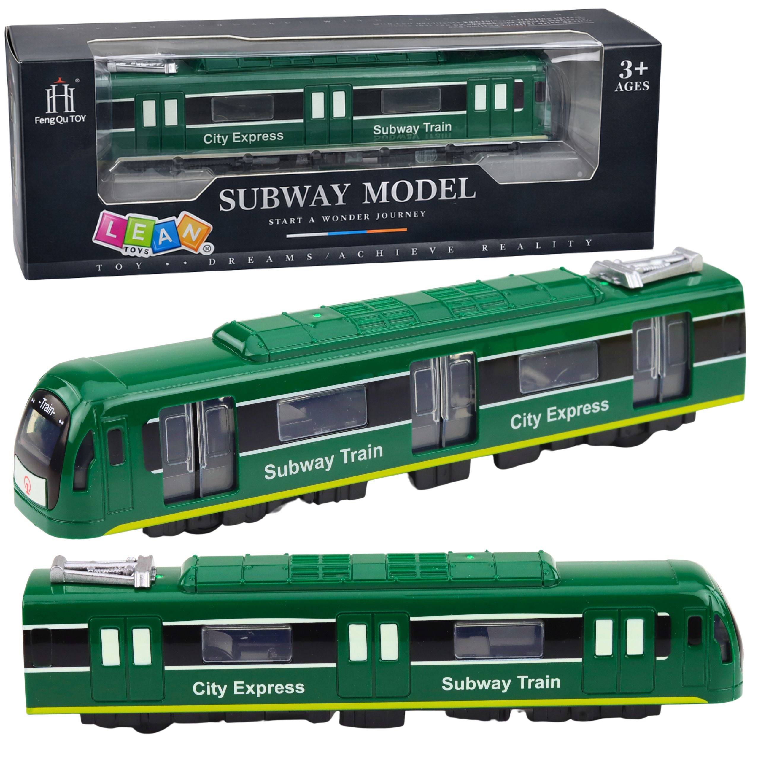 Metro Train City Express Opening Doors Lights Sounds Green