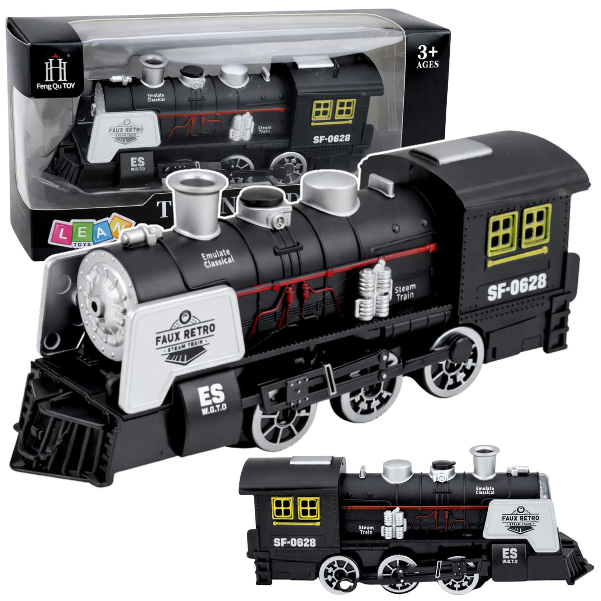 Klassieke Locomotief Obstakelsensor Rooklichten Klinkt Zwart