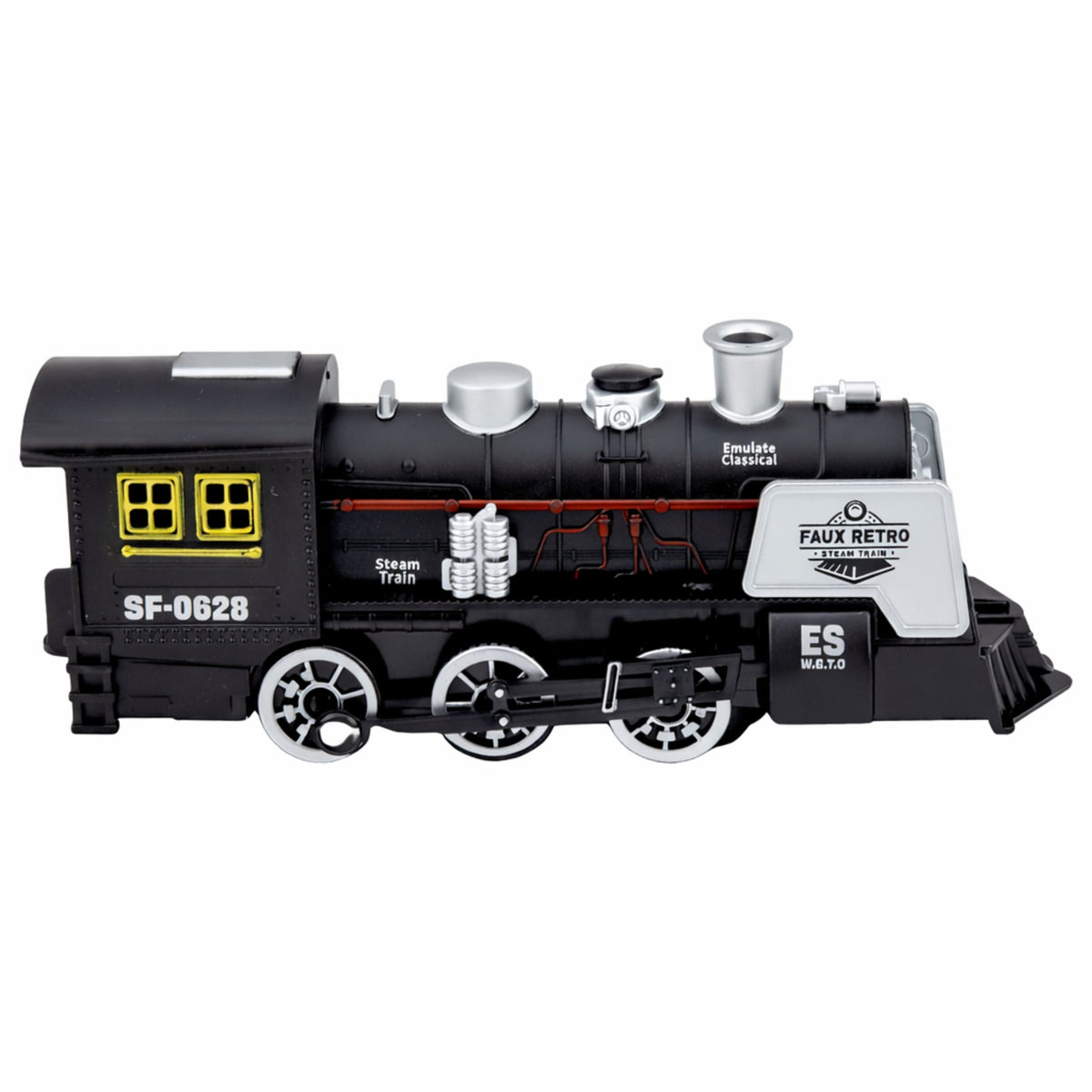 Klassieke Locomotief Obstakelsensor Rooklichten Klinkt Zwart