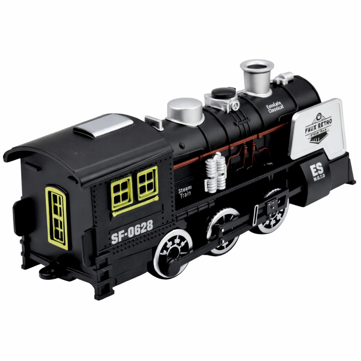 Klassieke Locomotief Obstakelsensor Rooklichten Klinkt Zwart