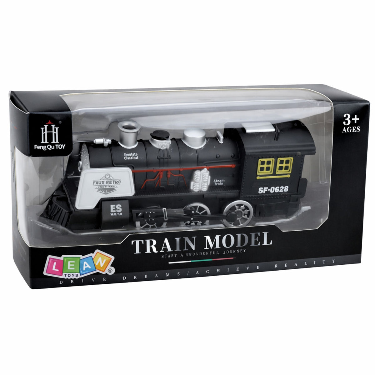 Klassieke Locomotief Obstakelsensor Rooklichten Klinkt Zwart