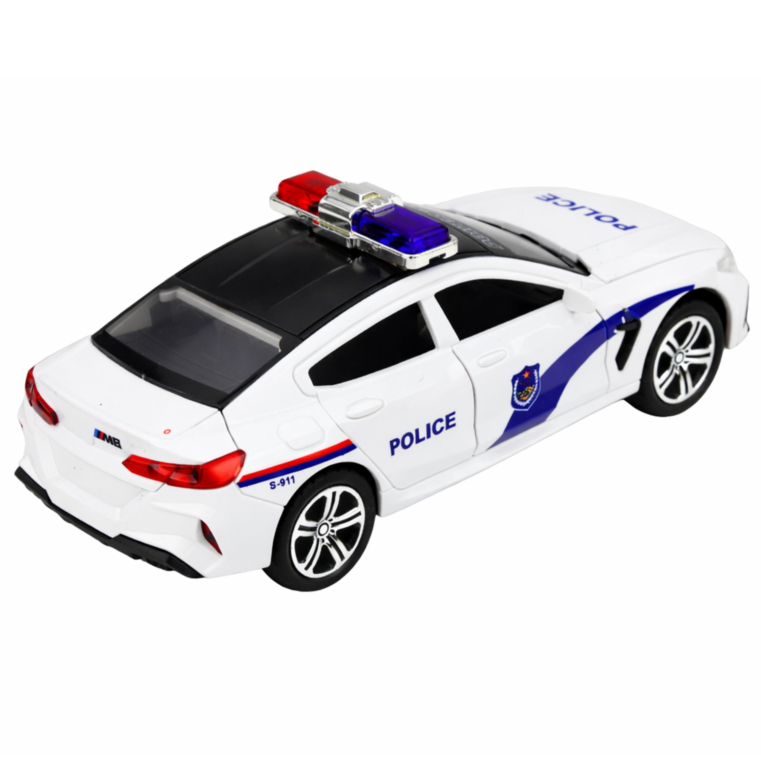 Police Car Opening Doors Motorized Lights Sounds White