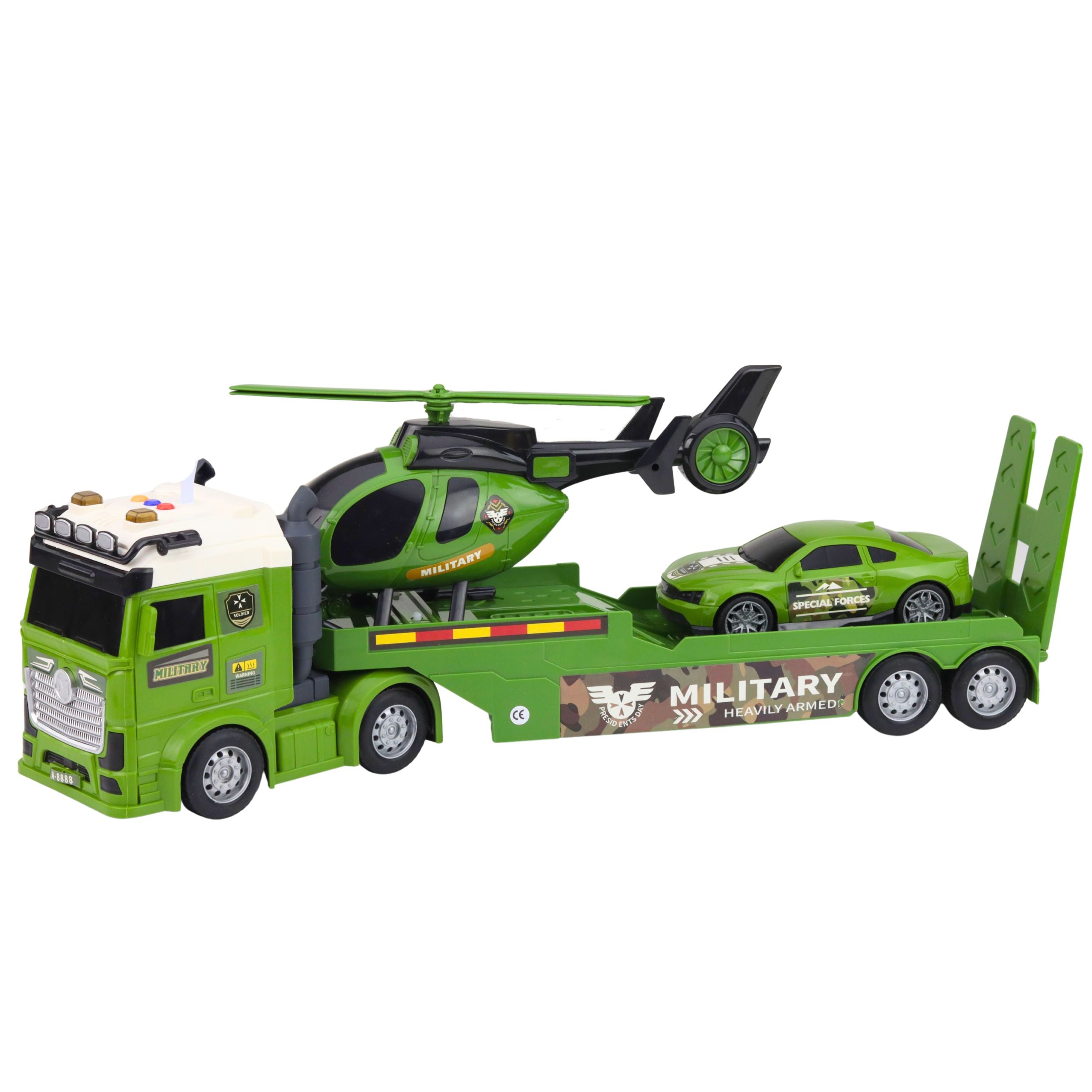 Military Set Military Truck Tow Truck Car Helicopter Lights Sound