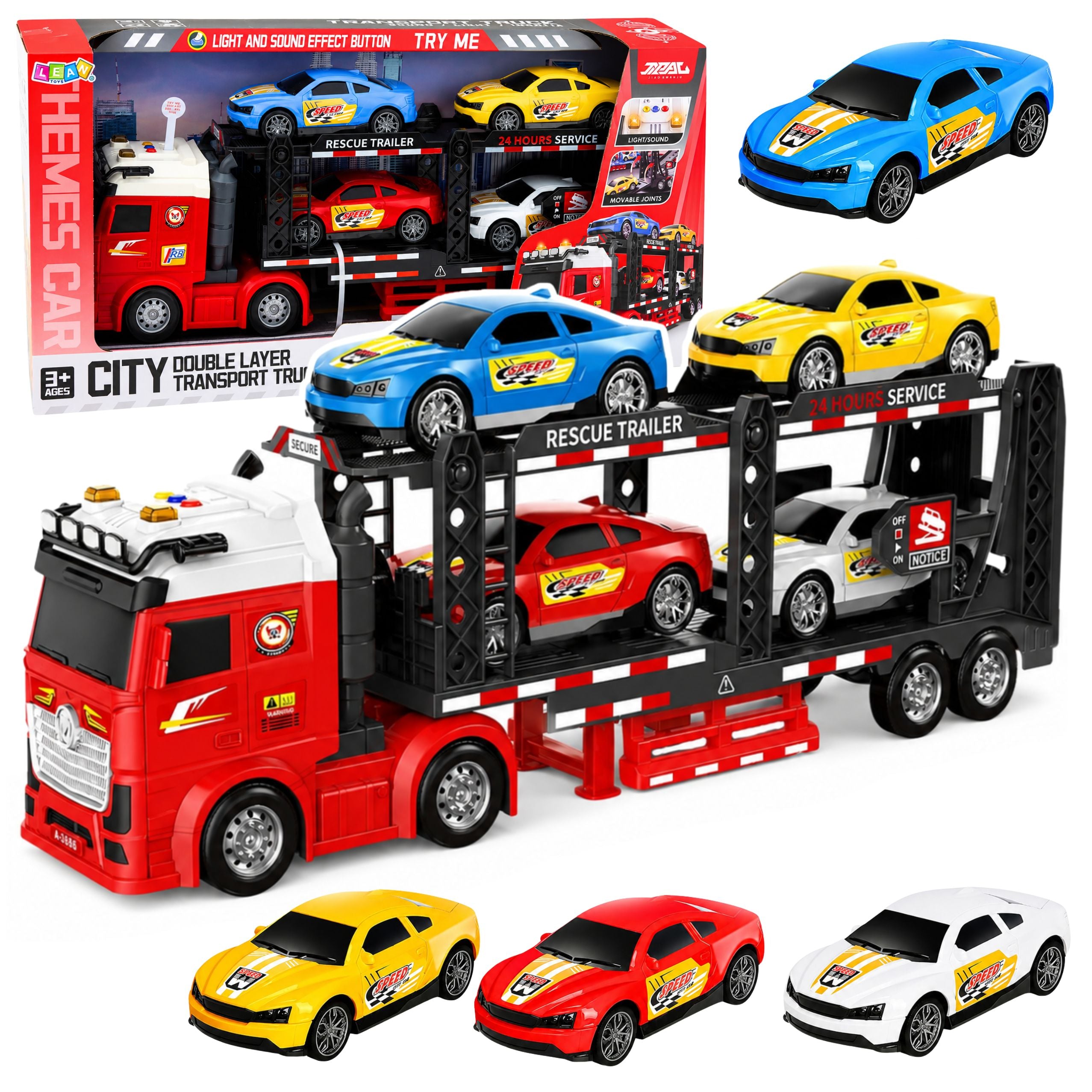 Lora Transporter Truck Barrach Le 4 Fuaimeanna Soilse Gluaisteán