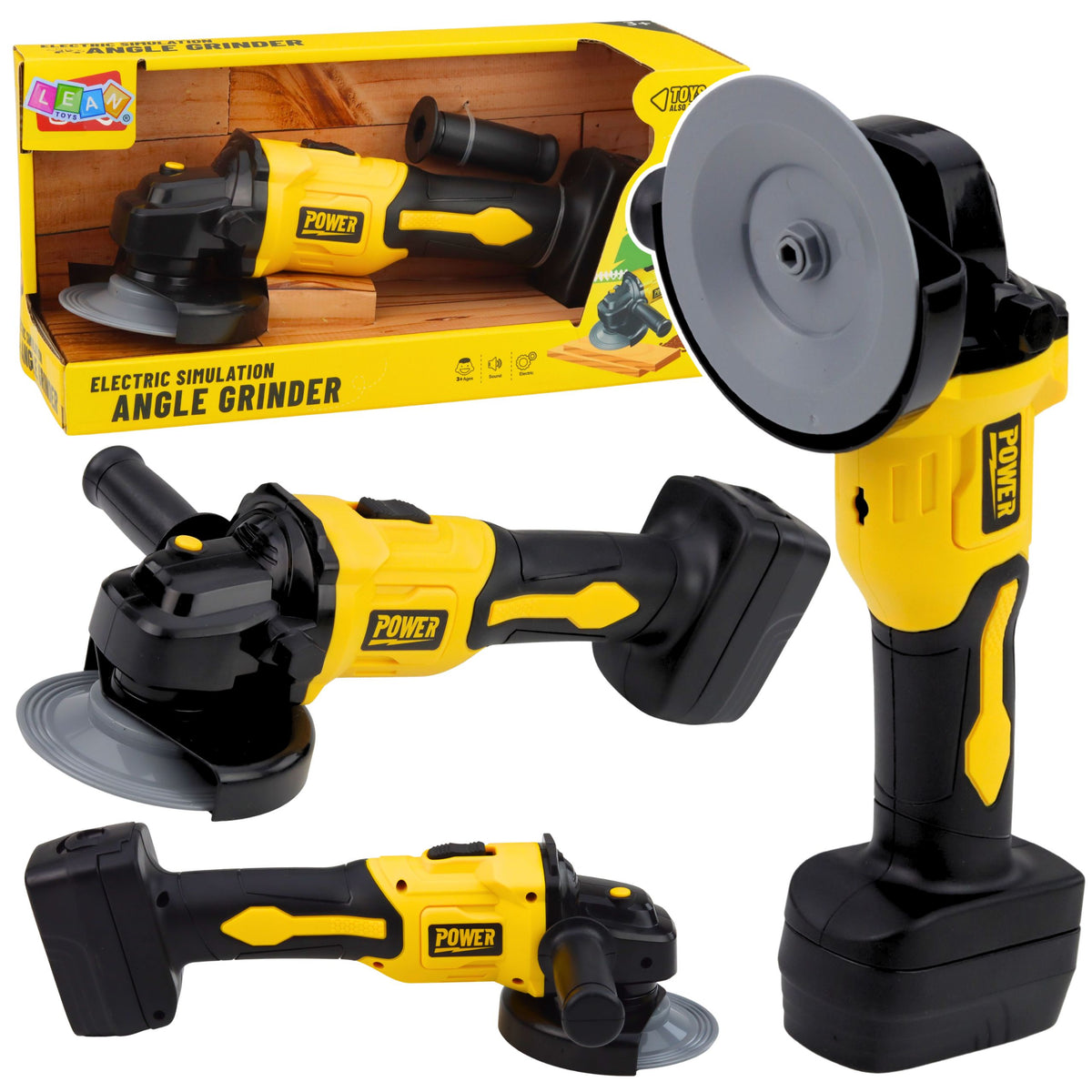 Rebarbadora de brinquedo para crianças parece amarelo