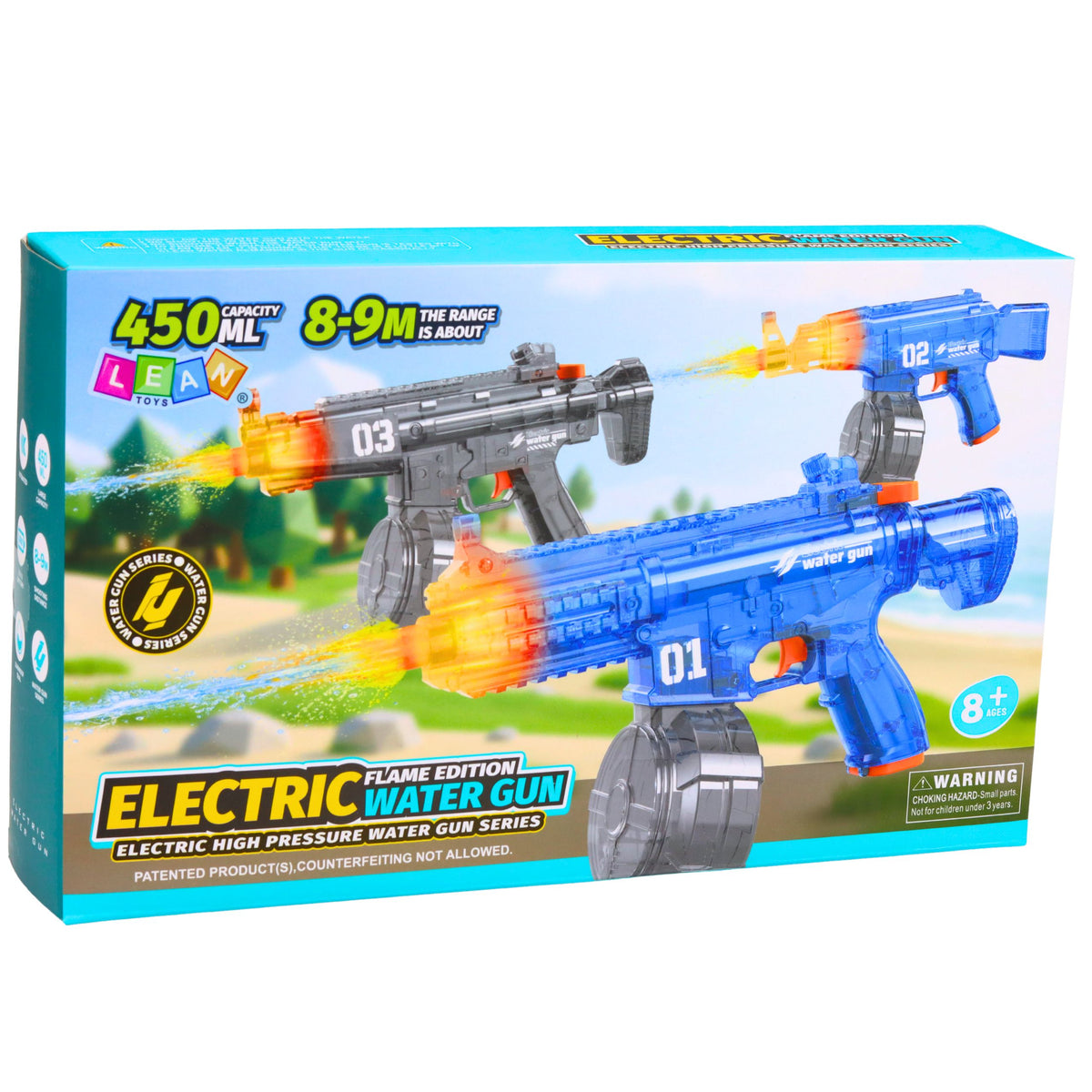 Electric Water Gun Rifle Automatic Black Range 8-9m 450 Ml