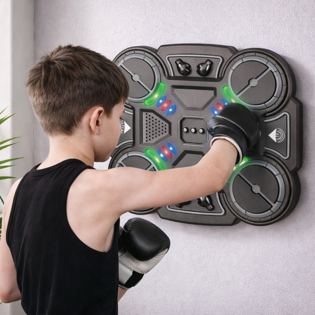 Interactive Musical Boxing Shield With Led Lights 3 Levels Black