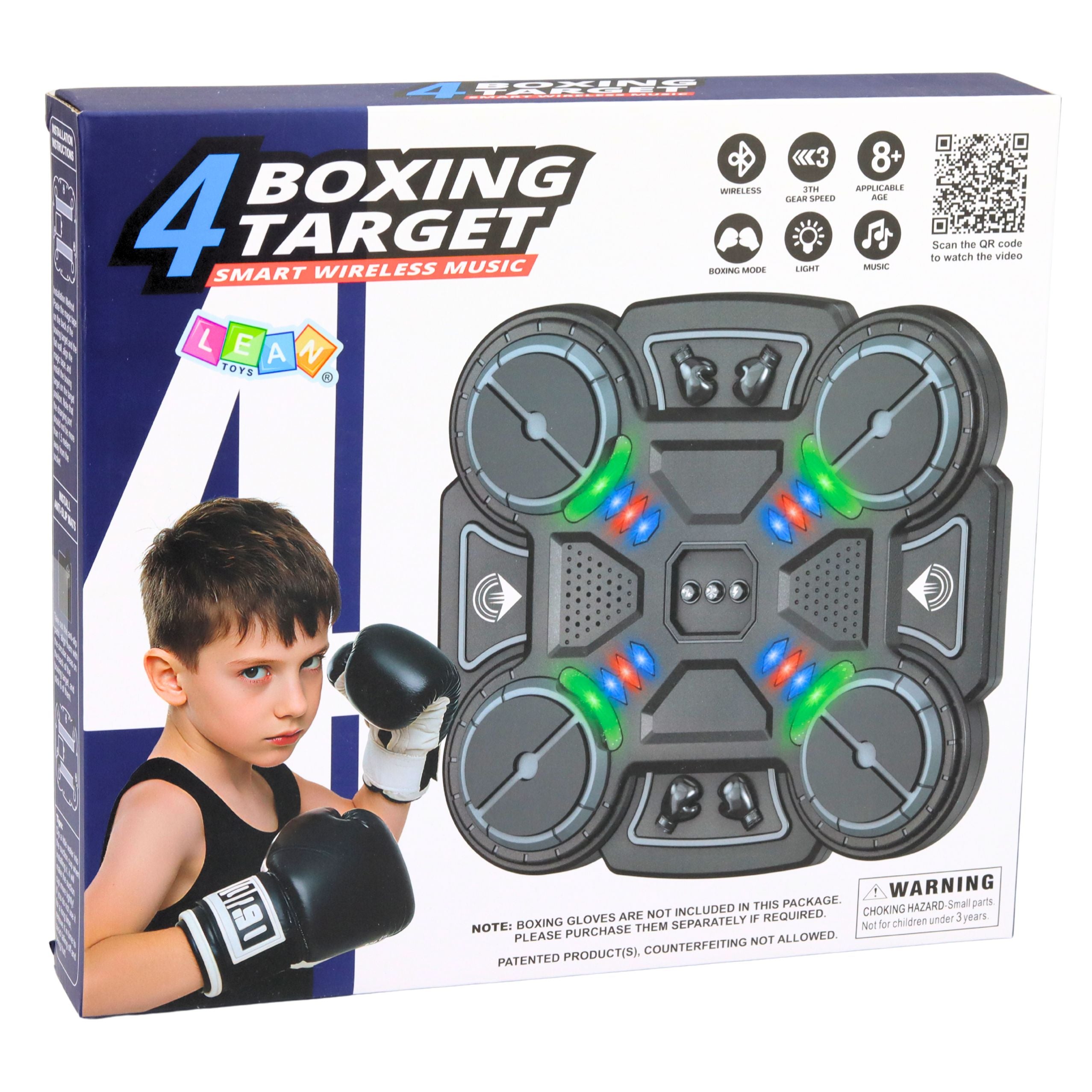 Interactive Musical Boxing Shield With Led Lights 3 Levels Black