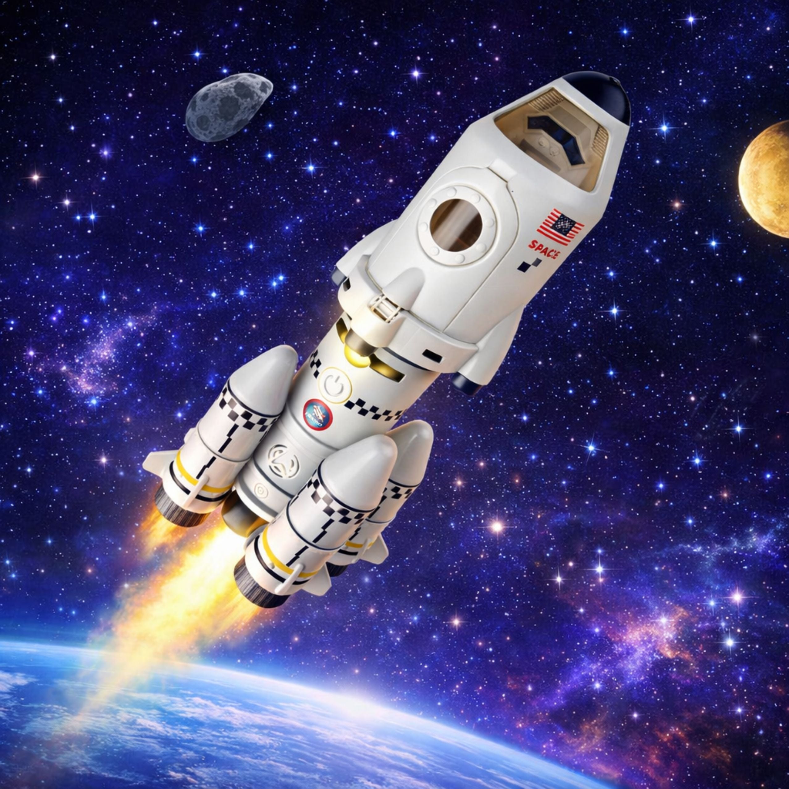 Educational Toy Space Rocket 5 In 1 Astronauts Lights Sounds
