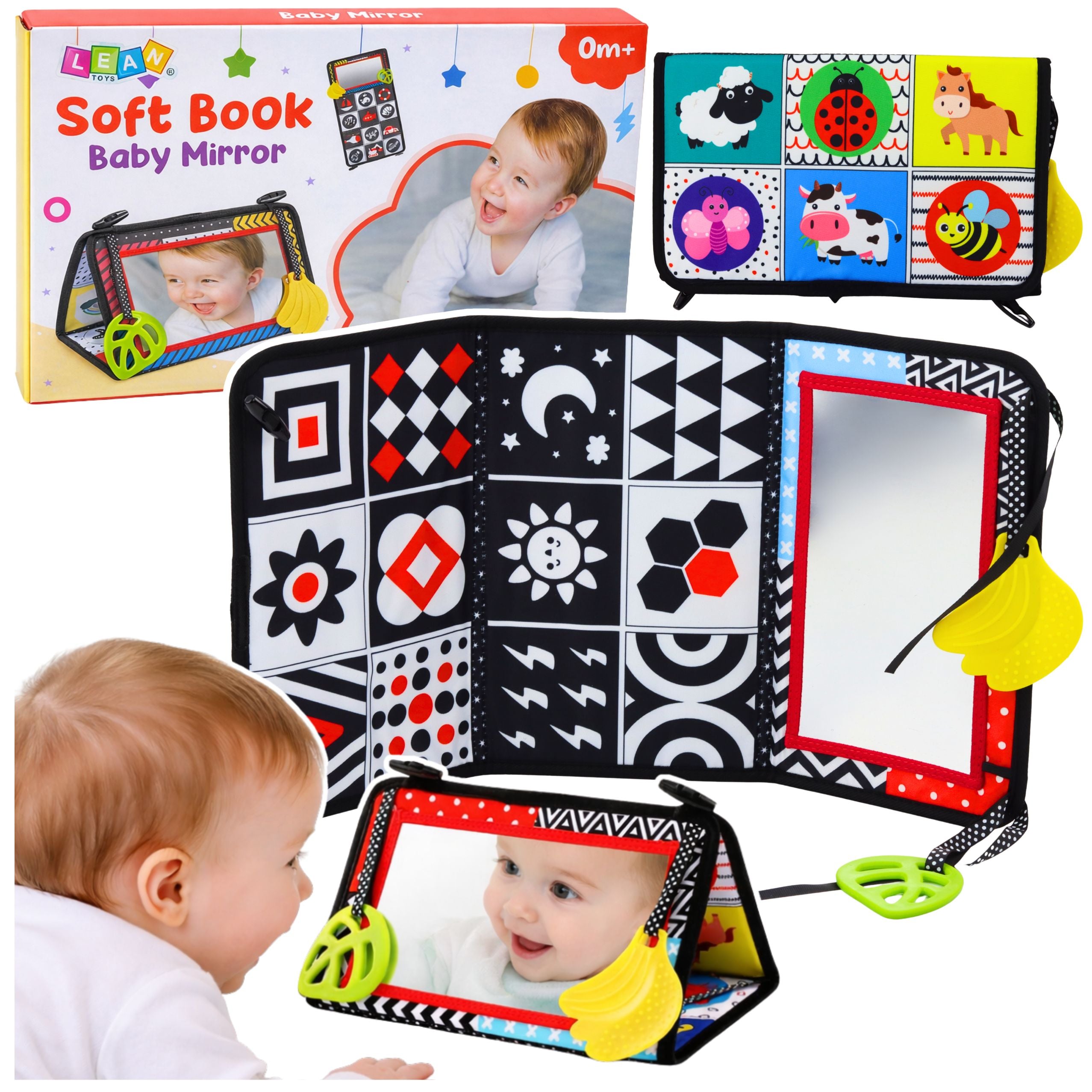 Contrast Sensory Educational Mat With Mirror For Babies