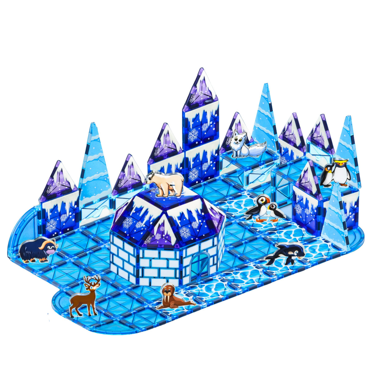 Magnetic Blocks Ice Land Animal Figures Blue 94 Pcs.