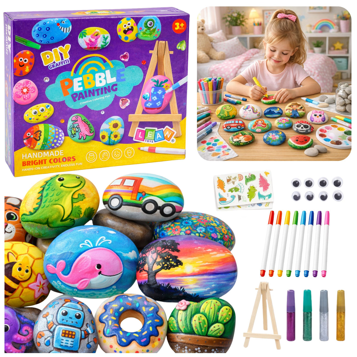 Creative Set For Painting Rocks Markers Glitter Glues