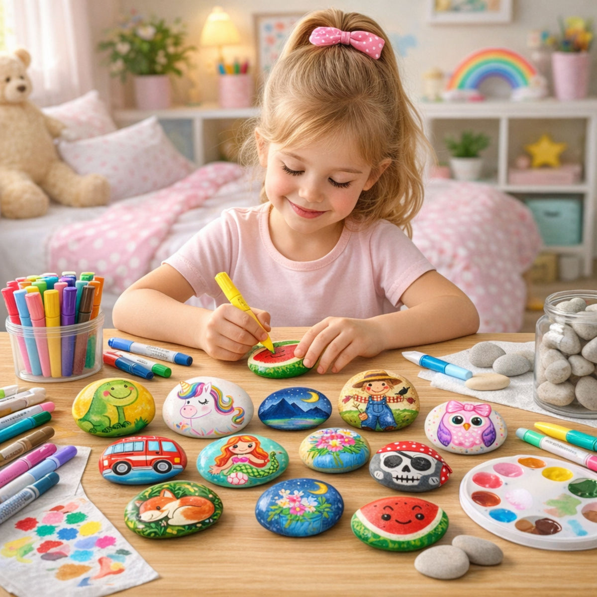 Creative Set For Painting Rocks Markers Glitter Glues