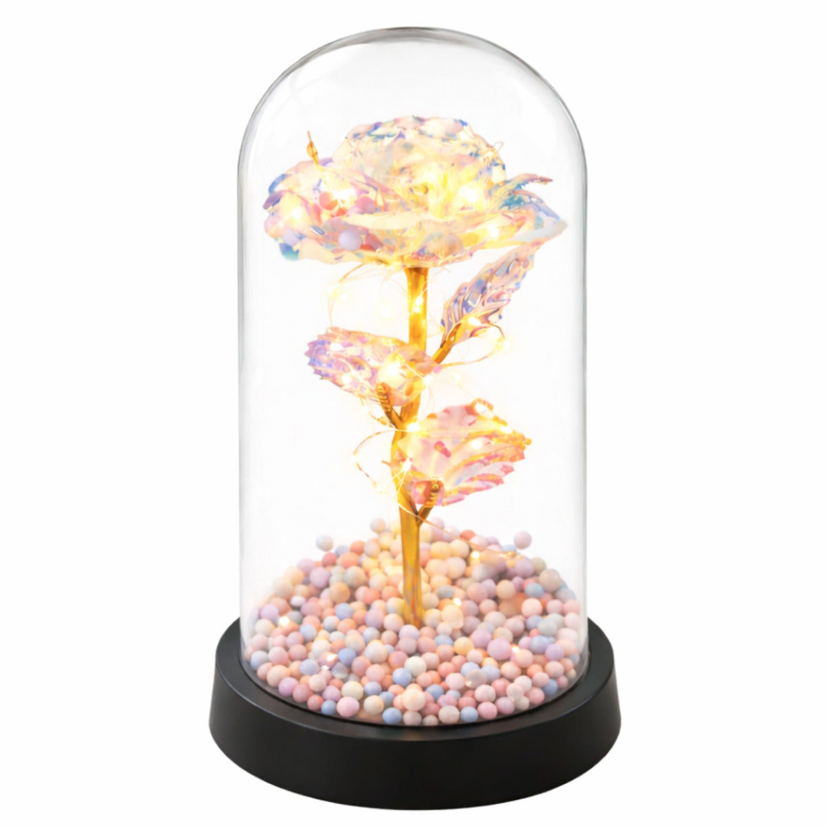 Eternal Rose In A Glass Dome Led Crystal Lighting 21.5 X 11 Cm