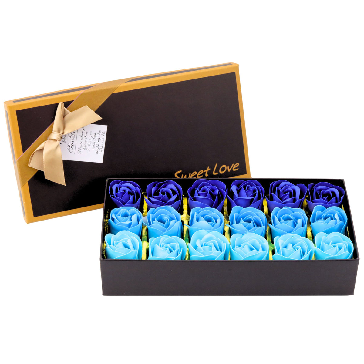 Blumenkasten Ewige duftende Rosen Blumen in einer Box Blau 18 Stk.
