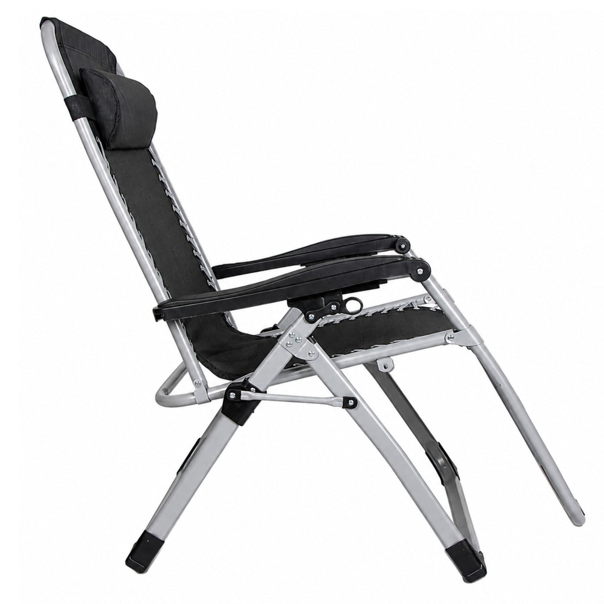 Folding Garden Beach Deckchair With Table And Headrest Steel Anthracite