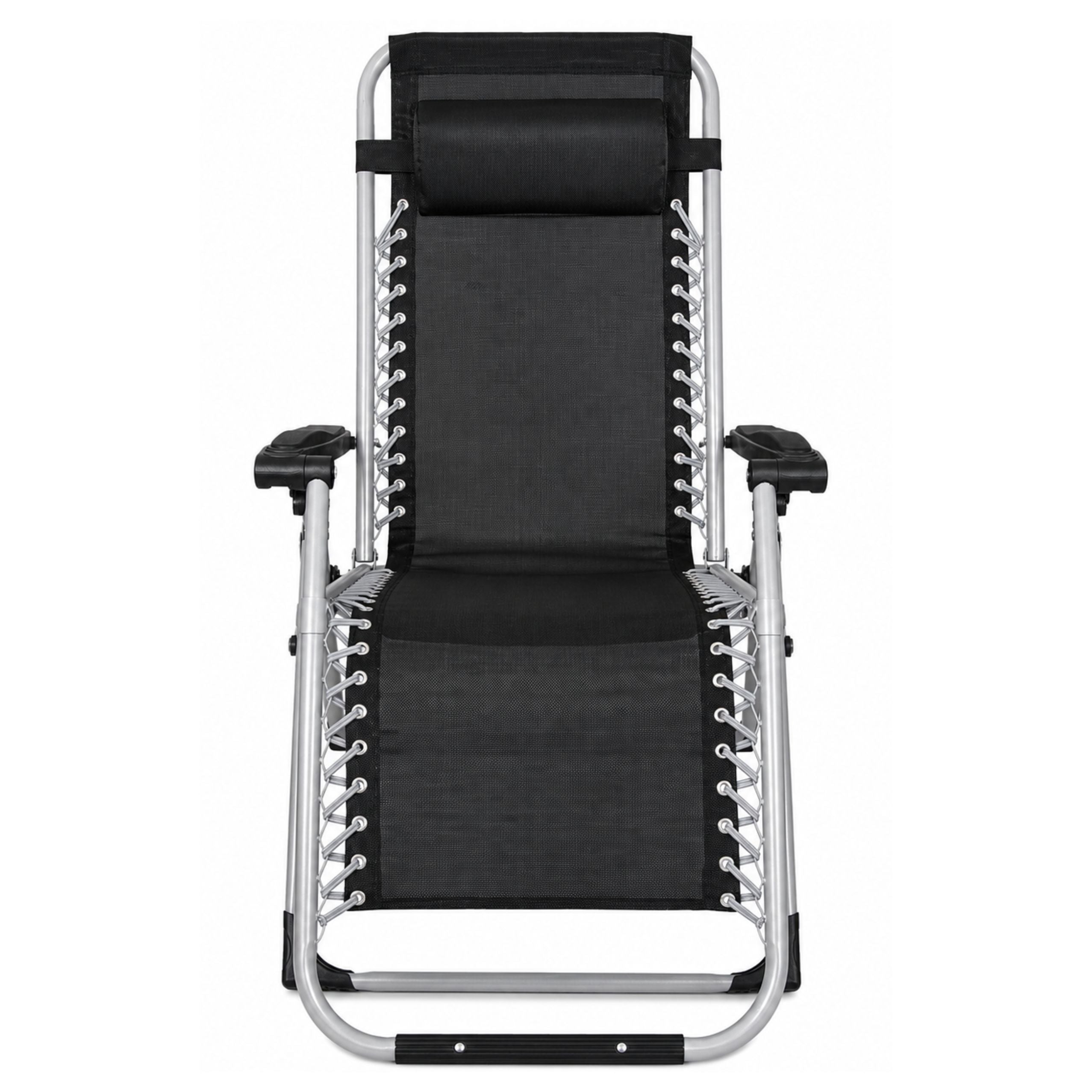 Folding Garden Beach Deckchair With Table And Headrest Steel Anthracite
