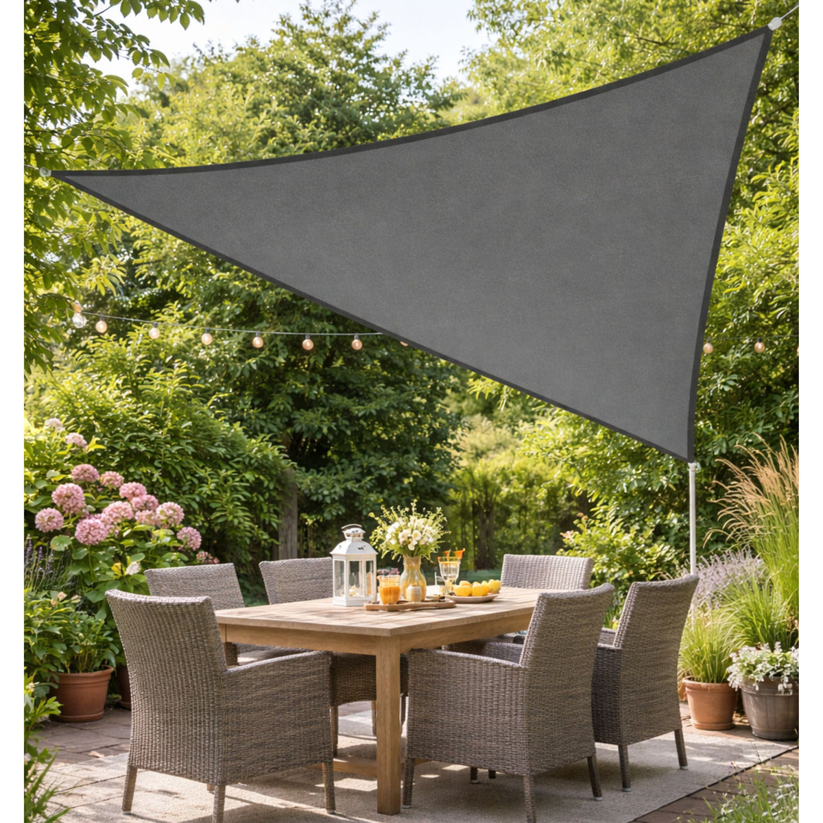 Tenda Da Sole Da Giardino Impermeabile Triangolare Grigia 400x400 Cm
